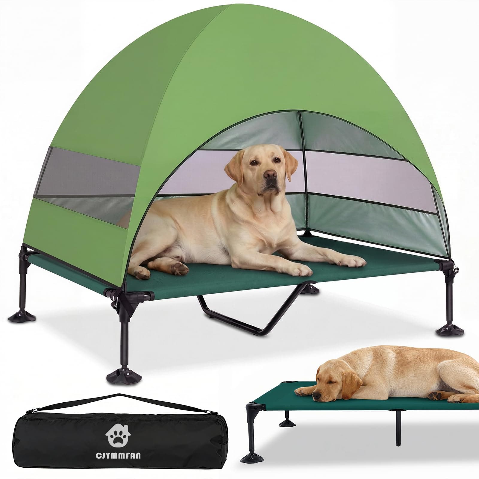 Cama elevada para Perros al Aire Libre con Techo, Tumbona Plegable con pies Antideslizantes, Tienda para Perros al Aire Libre con Gran Sombra, Cama elevada para Camping, jardín, Playa (Verde, XL)