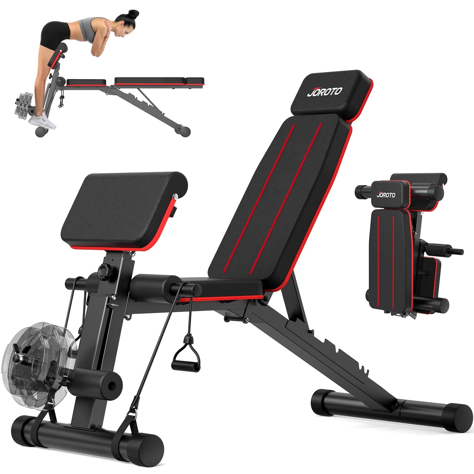 JOROTO Banco Musculación Ajustable, Banco de Musculación Plegable, 453KG de Carga, Banco de Musculación para Gimnasio en Casa, Entrenamiento de Cuerpo Entero, Silla Romana