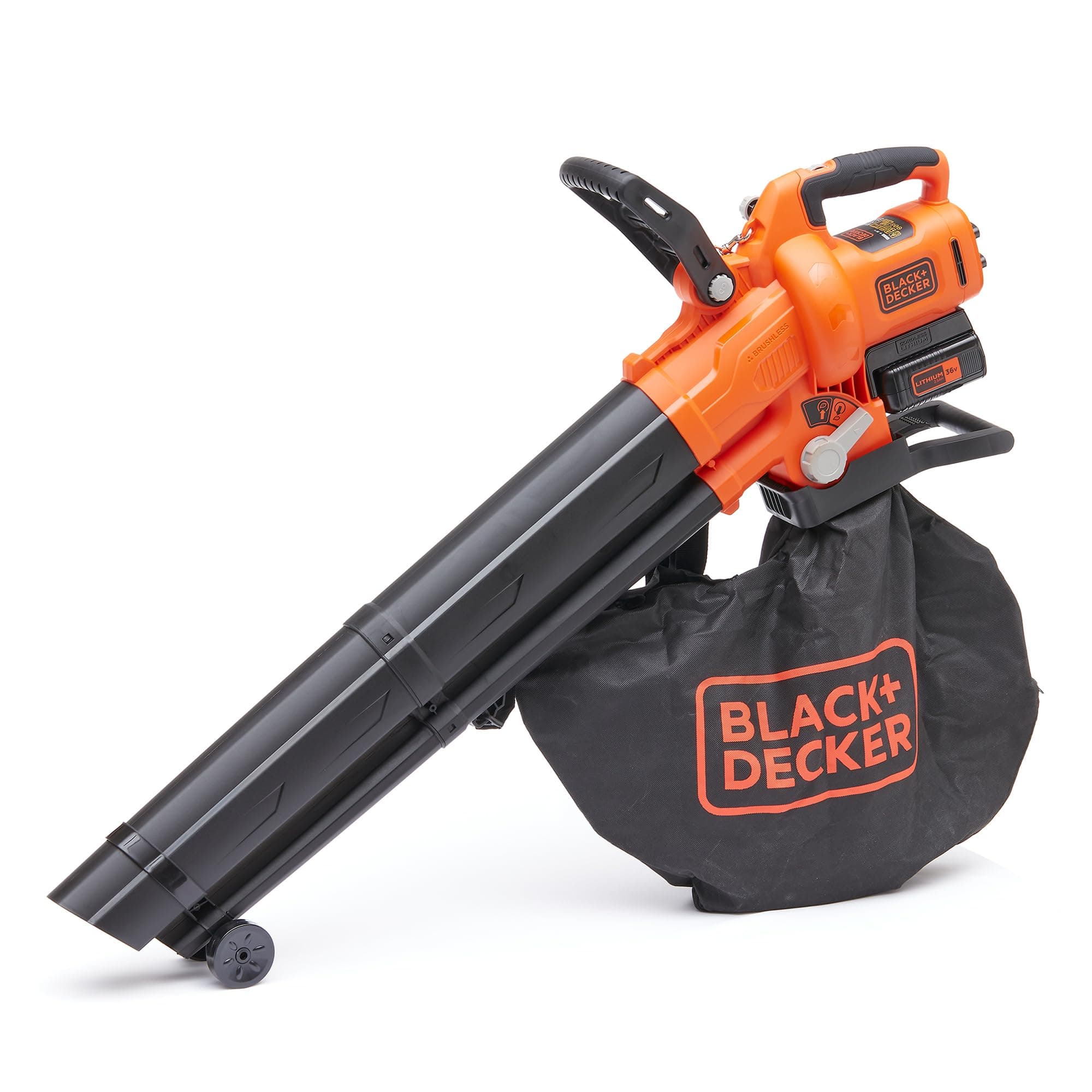 BLACK+DECKER Aspirateur-souffleur-broyeur sans fil 36V, BCBLV3625L1-QW | Sac de collecte 45 L et batterie lithium-ion 2,5 Ah inclus