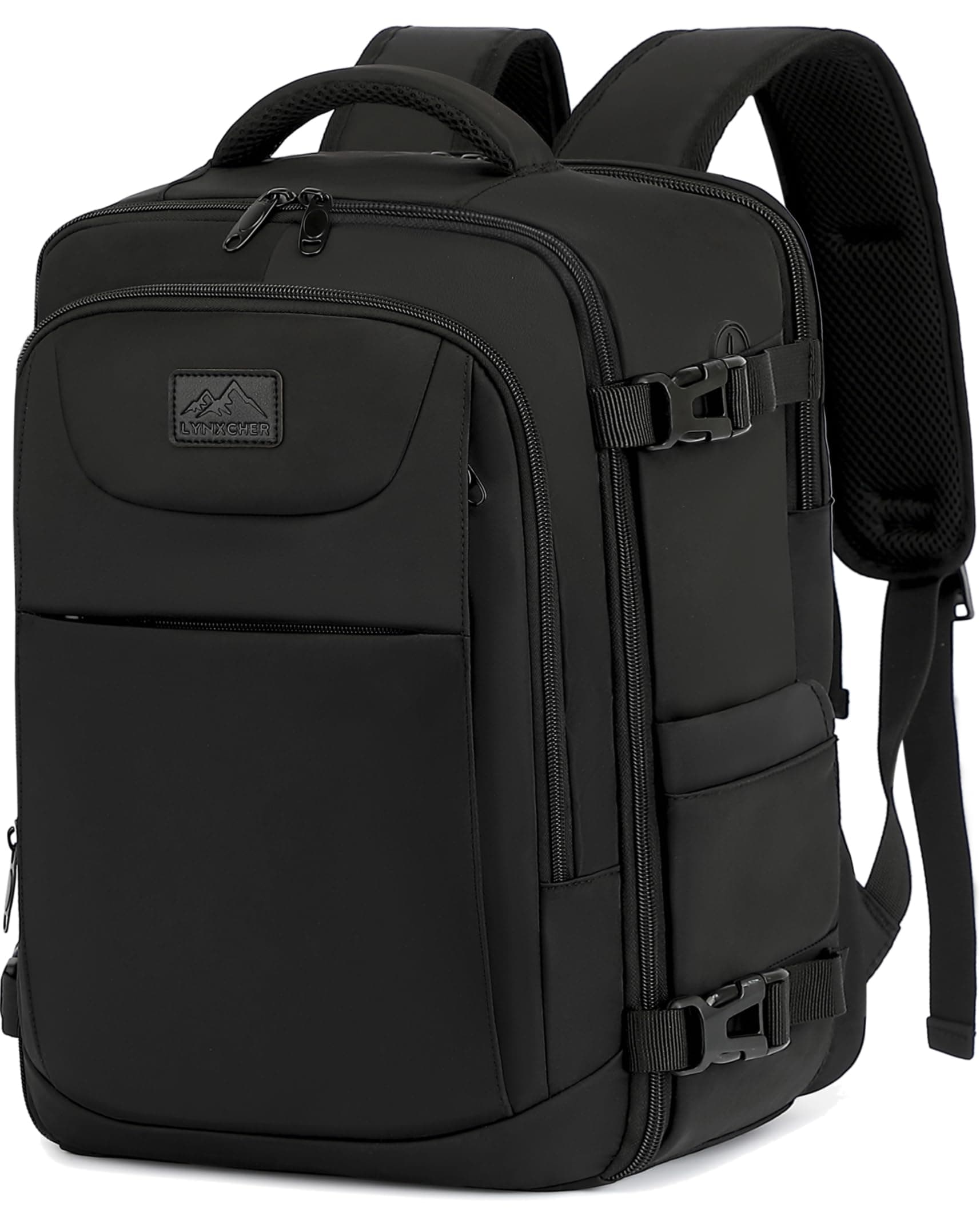 LYNXCHER Zaino Ryanair 40x30x20 Bagaglio a Mano Da Viaggio Cabina Aereo Under Seat Approvato per EasyJet Wizz Air Eurowings 24L Porta Computer 15,6 Pollici Nero