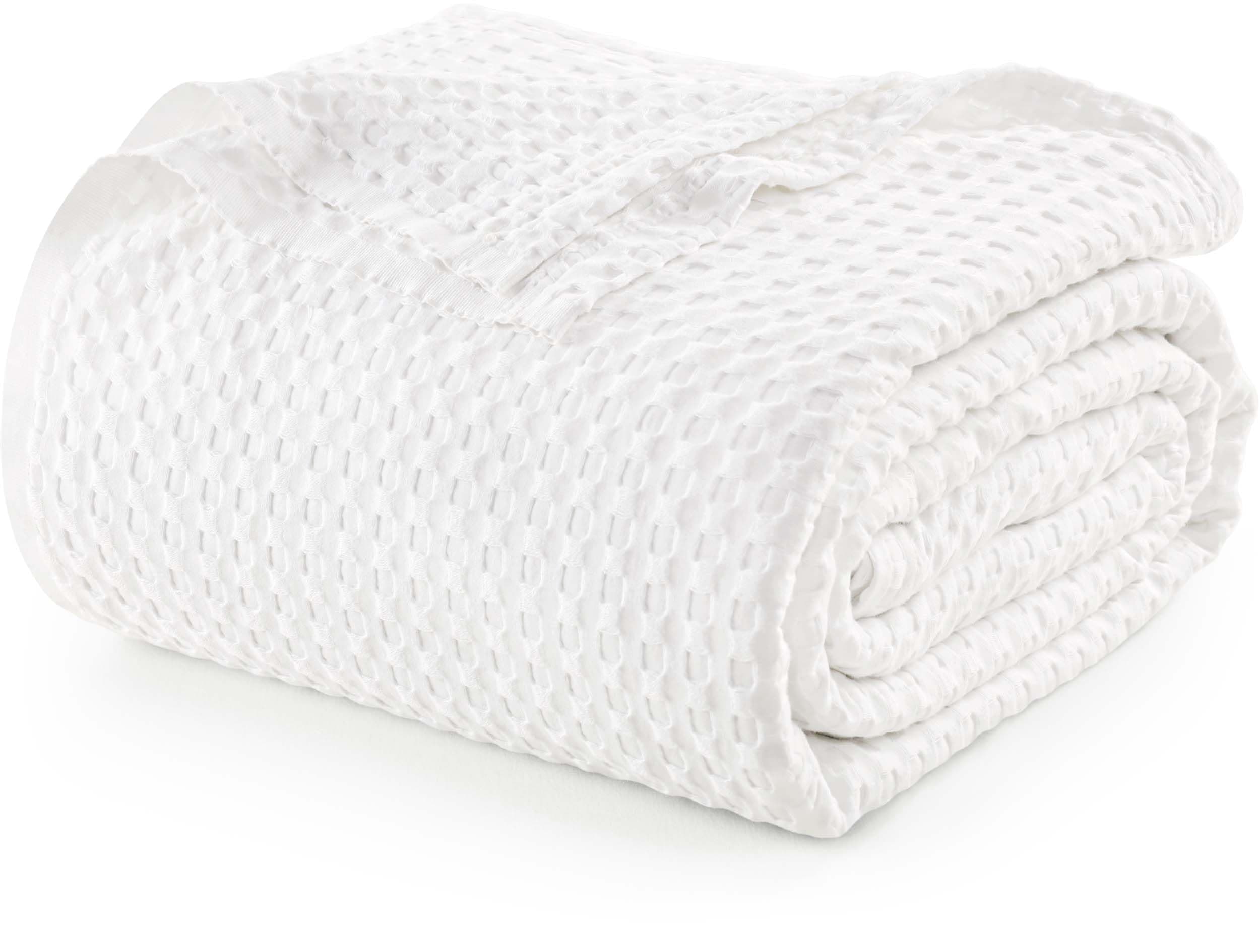Utopia Bedding Couverture gaufrée en Coton 300 GSM (Blanc - 228 x 182 cm), Couette Douce, légère et Respirante pour Toutes Les Saisons