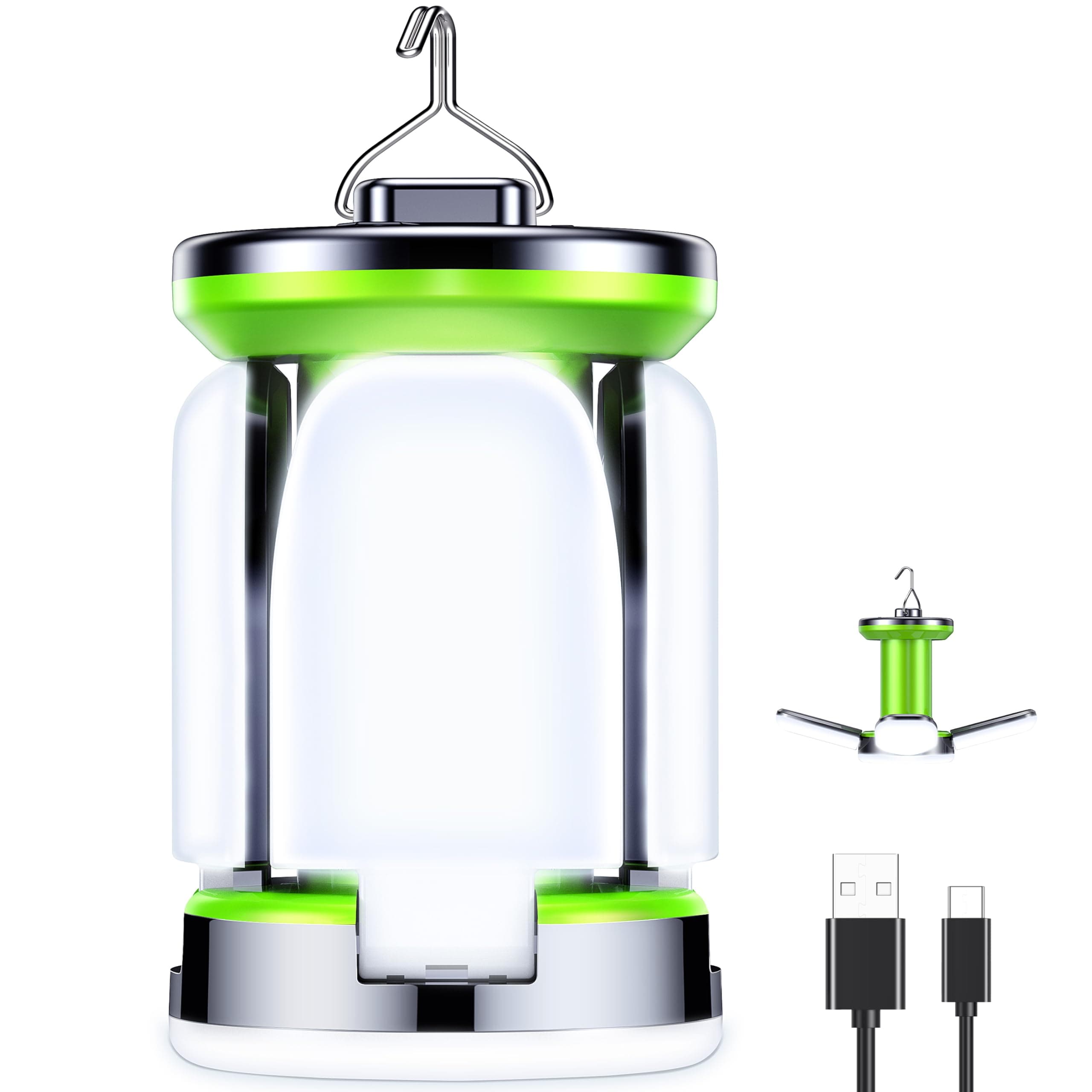 Blukar Lampada Campeggio Ricaricabile, 60 LED Super Luminoso Luce Campeggio Portatile- 7 Modalità, Lunga Durata, Lampada per Tende Sospesa per All'aperto/Pesca/Emergenza/Interruzione di Corrente
