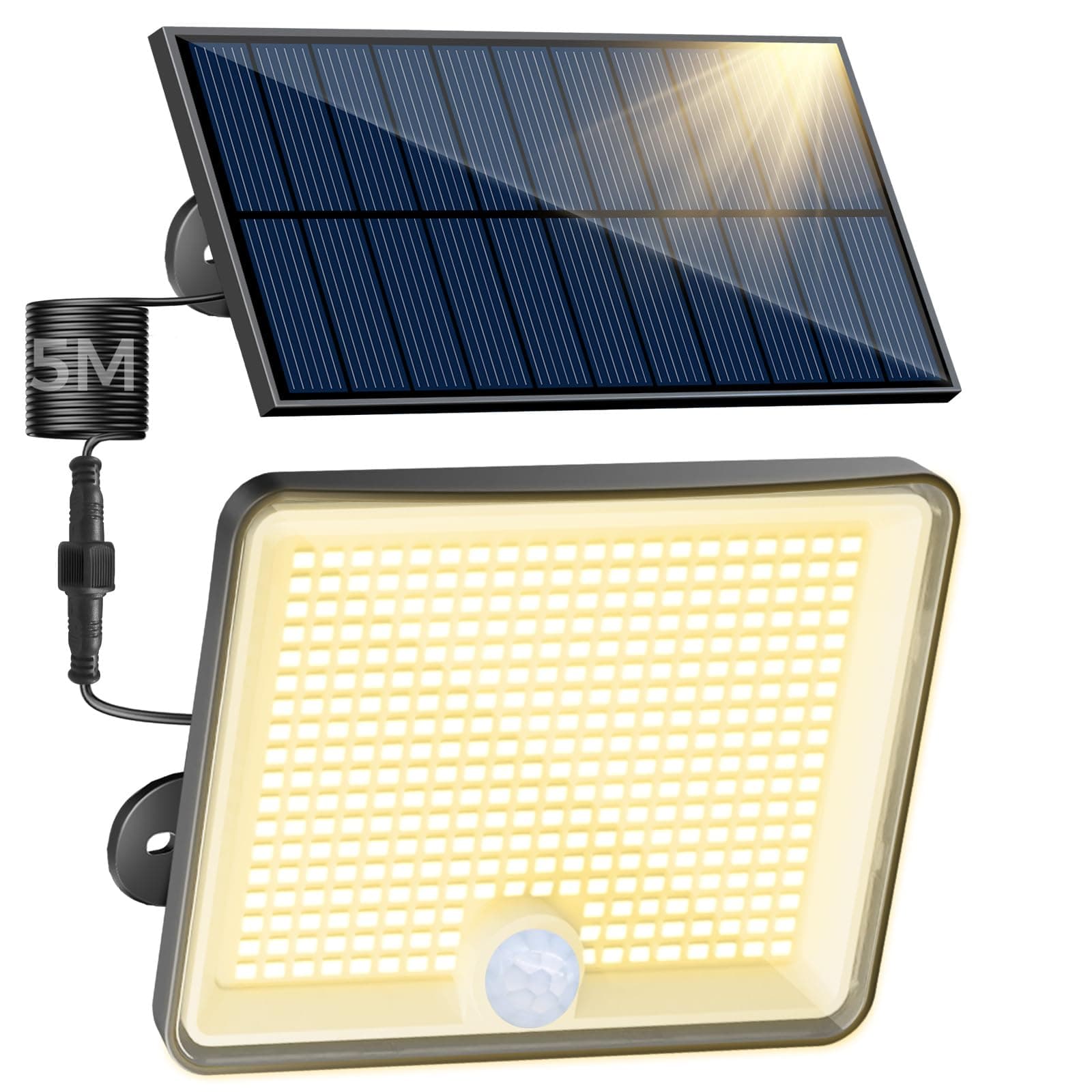 Peasur Luce LED Solare da Esterno 348LED con Sensore di Movimento, IP65 Impermeabile Faro 3 Modes per Giardino Garage