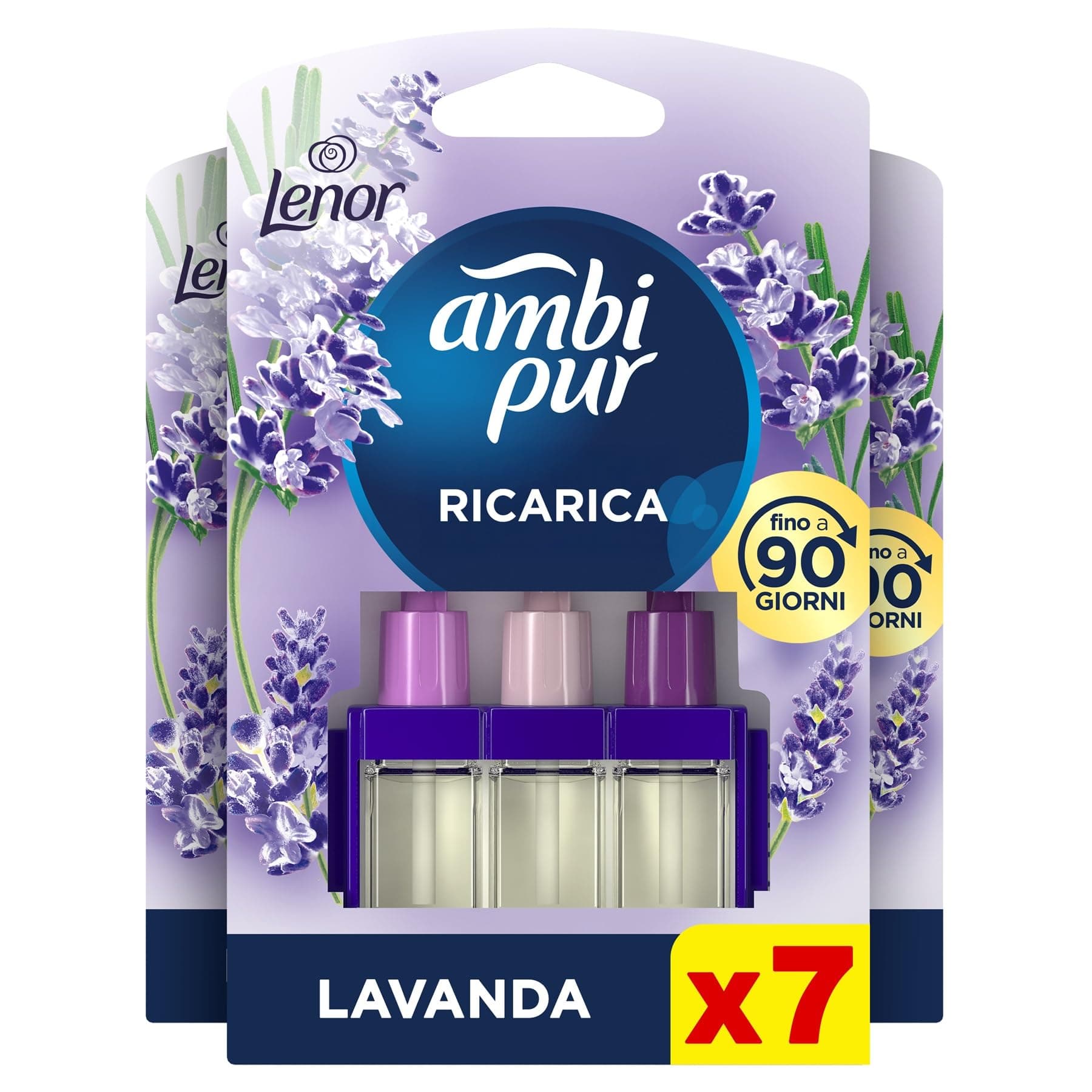 Ambi Pur 3Volution Profumatore per Ambienti, 7 Ricariche per Diffurore Elettrico, Fragranza Lavanda, tecnologia Elimina Odori, Fino a 90 Giorni di Profumo per Ricarica