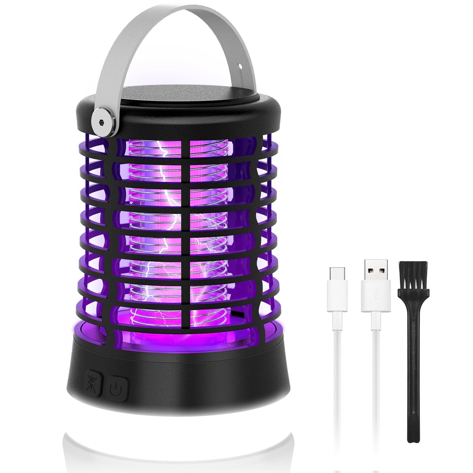 Regevo Lampe Anti Moustique Exterieur, Appareil Anti Moustique pour Camping avec Lumière LED, Destructeur d'Insectes, USB Rechargeable, IP66 Étanche, Batterie 2200mAh, Piege à Moustique Electrique