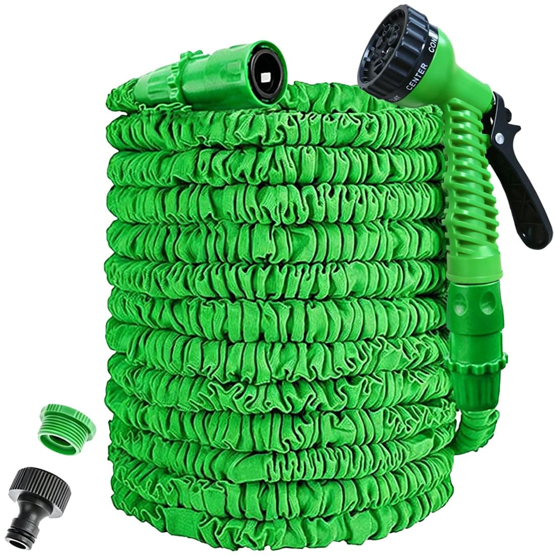 AWXYZ Tuyau d'arrosage extensible de 30 m, tuyau d'arrosage magique léger avec 7 modes de pulvérisation d'eau haute pression (Vert, 30m)