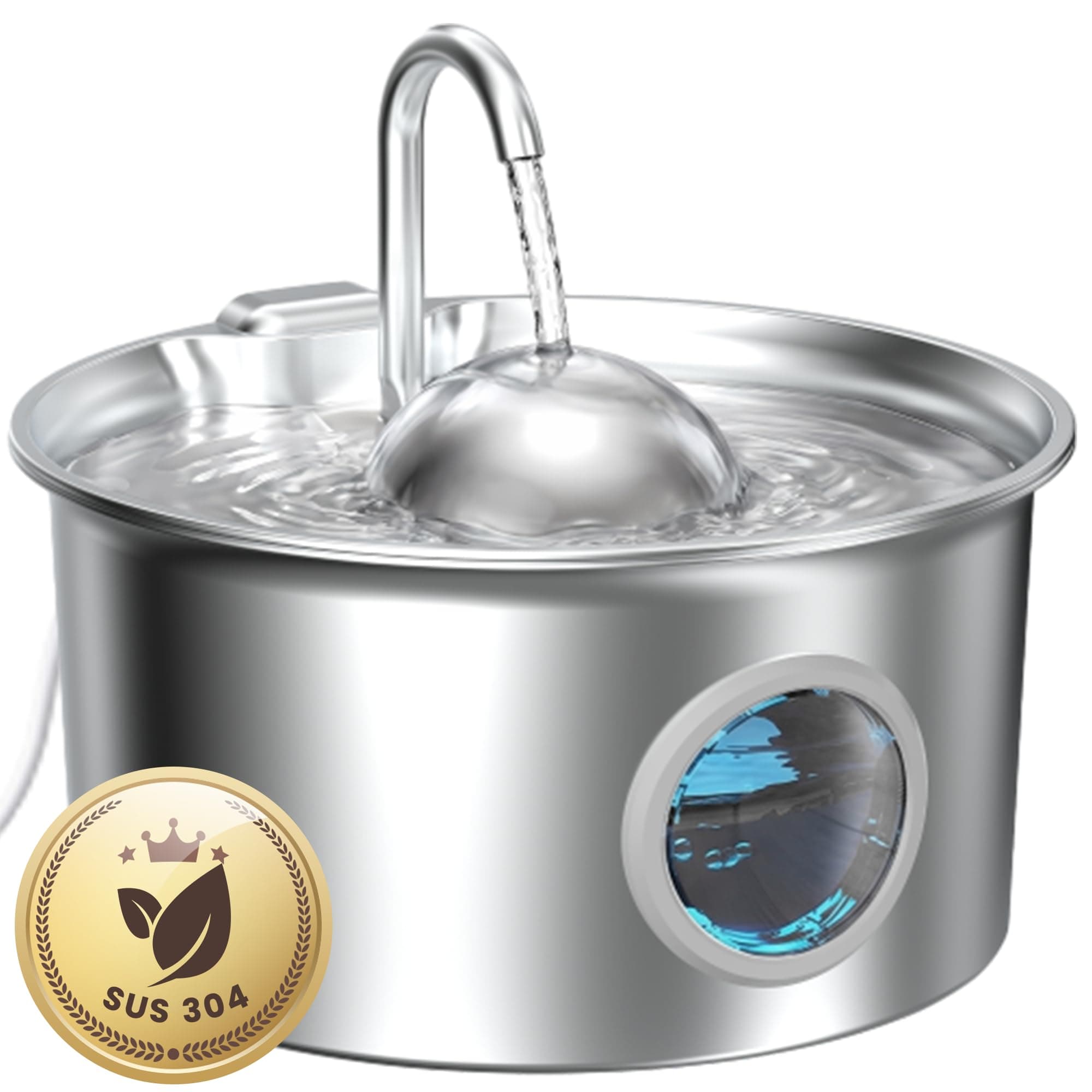 Fontaine a Eau Chat Inox: Fontaine à Eau pour Chat - 2,6L Fontaines Chats Acier Inoxydable Automatique - Distributeur Eaus Chats Ultra Silencieux - Distributeur Chien avec Robinet Forme hémisphérique