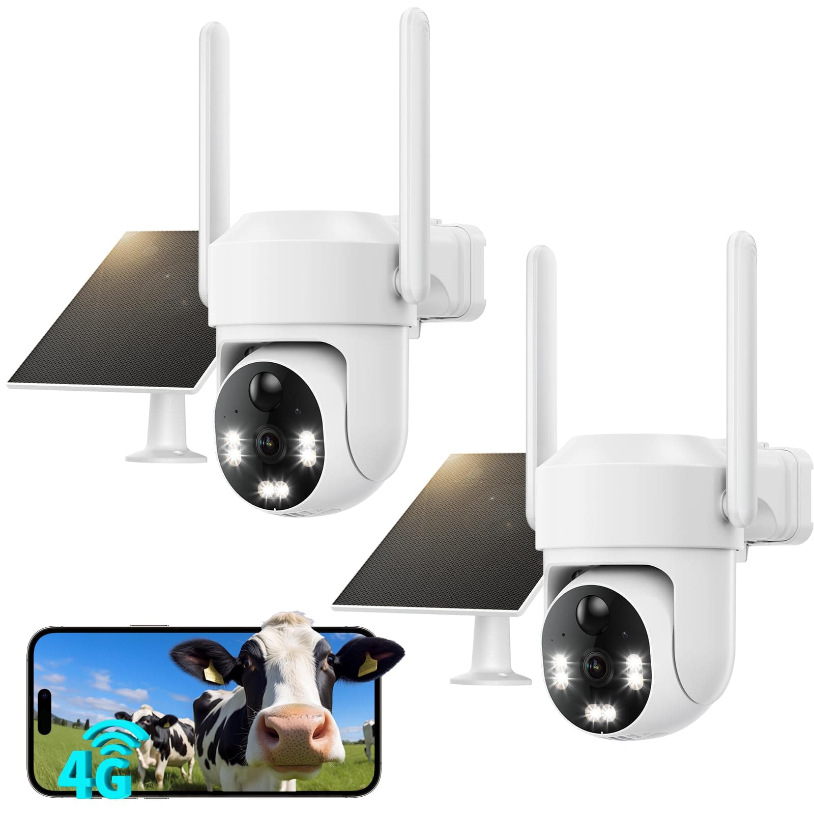SEHMUA 4G LTE Camara Vigilancia Exterior Solar con Tarjeta SIM sin Internet | 2K HD 360° PTZ Camara Exterior Solar Batería 7800 mAh, Detección PIR Humana, Visión Nocturna Color 20m, Audio Dos Vías, IP66