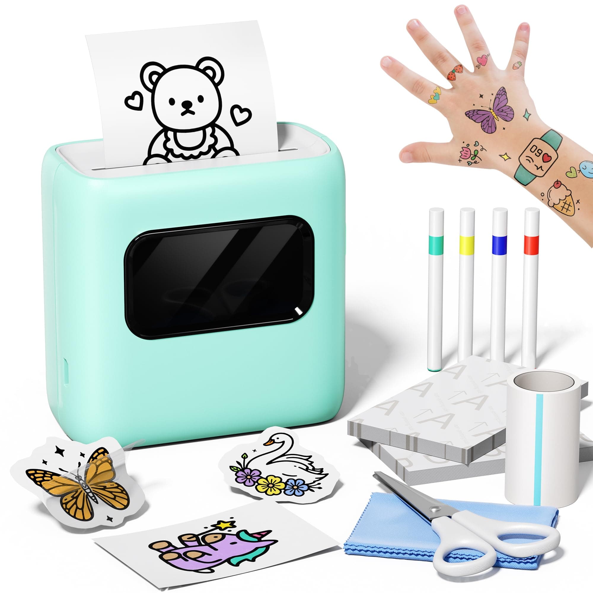 TATTMUSE Imprimante à Tatouage pour Enfants, Cadeau Fille 5 6 7 8 9 10 Ans | Jouet pour 10 12 Ans Garçons et Filles, Cadeaux d'anniversaire et de Noël, Kits de Peinture, Tatouages Ephemere