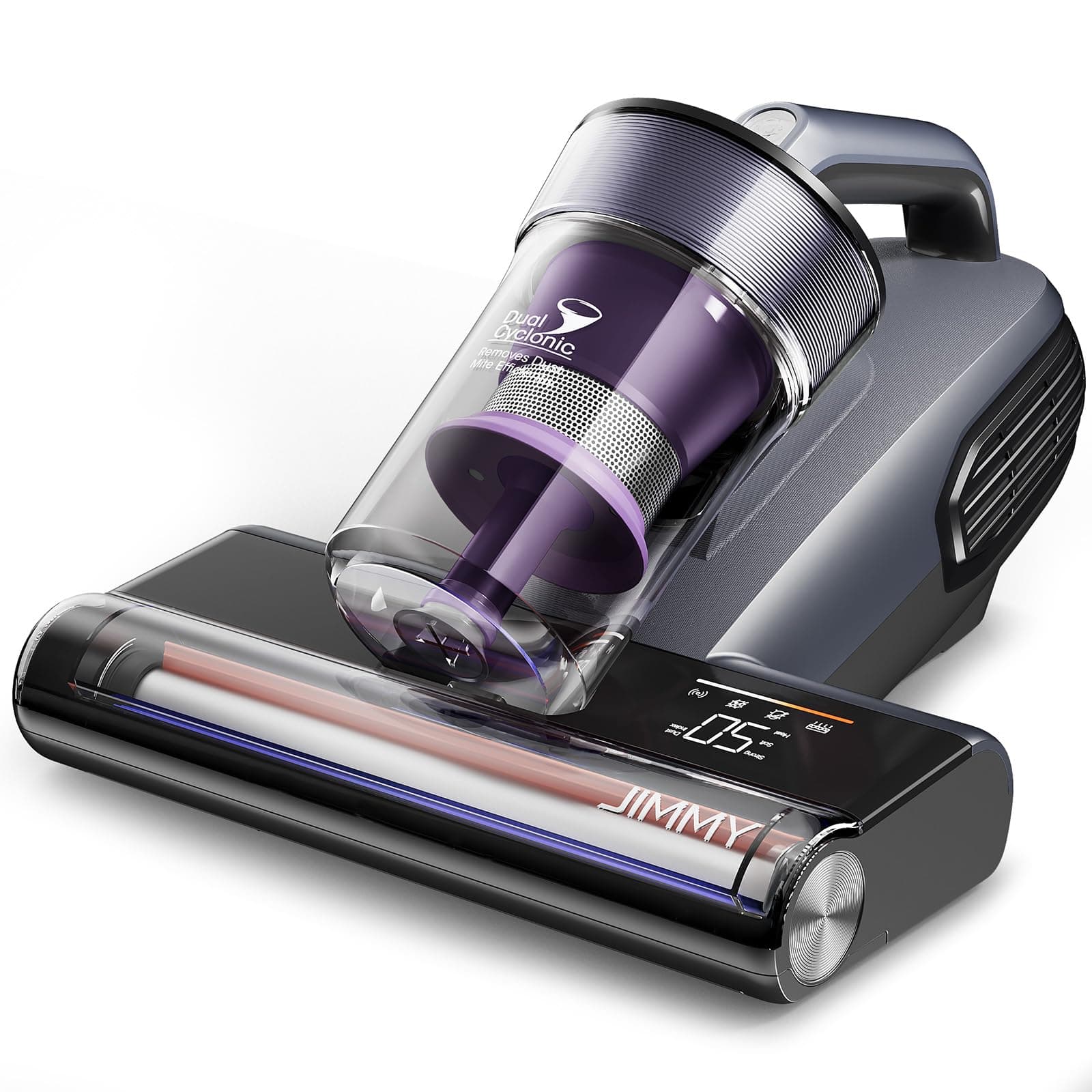 Jimmy BX8 Aspirateur à Main pour Matelas 15kPa Aspirateur Anti-Acariens avec Lampe UV-C, Chauffage à 65°C, Capteur d'acariens, écran LED, Fonction ions Négatifs, pour Matelas, lit, Canapé (Violet)