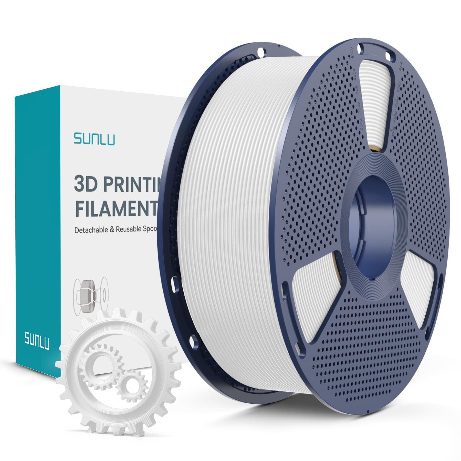 SUNLU PLA+ Filament 1.75mm, Mayor Durabilidad y alta Resistencia, Filamento PLA Plus para impresoras 3D FDM, bobina de 1KG, pla+ Blanco