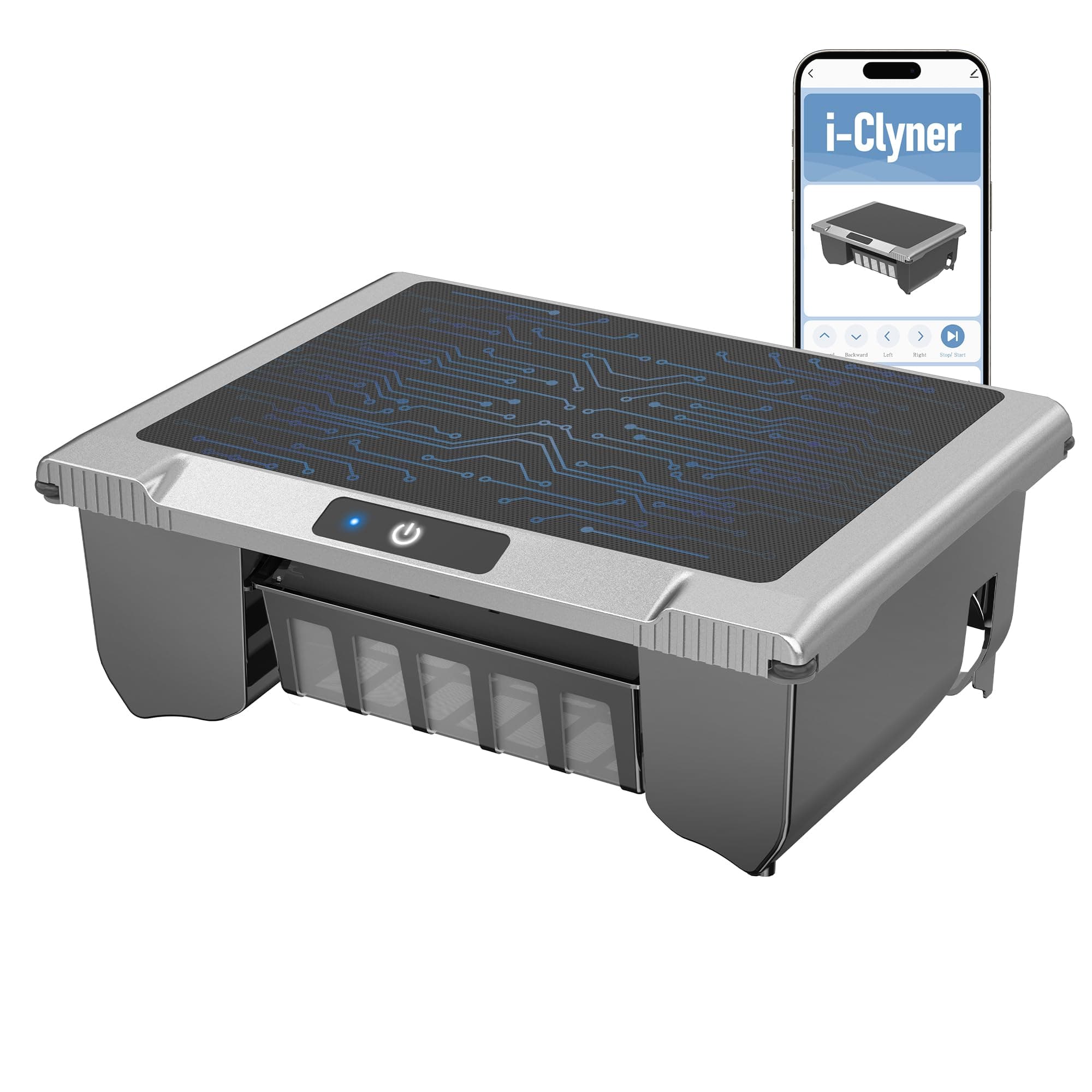 i-Clyner T1B Robot Nettoyeur Skimmer Solaire Robot de Surface Piscine, avec Nettoyage 24h/7, Double Modes de Recharge, Retour Automatique à la Base, adapté aux piscines Enterrées et Hors Sol (Gris)