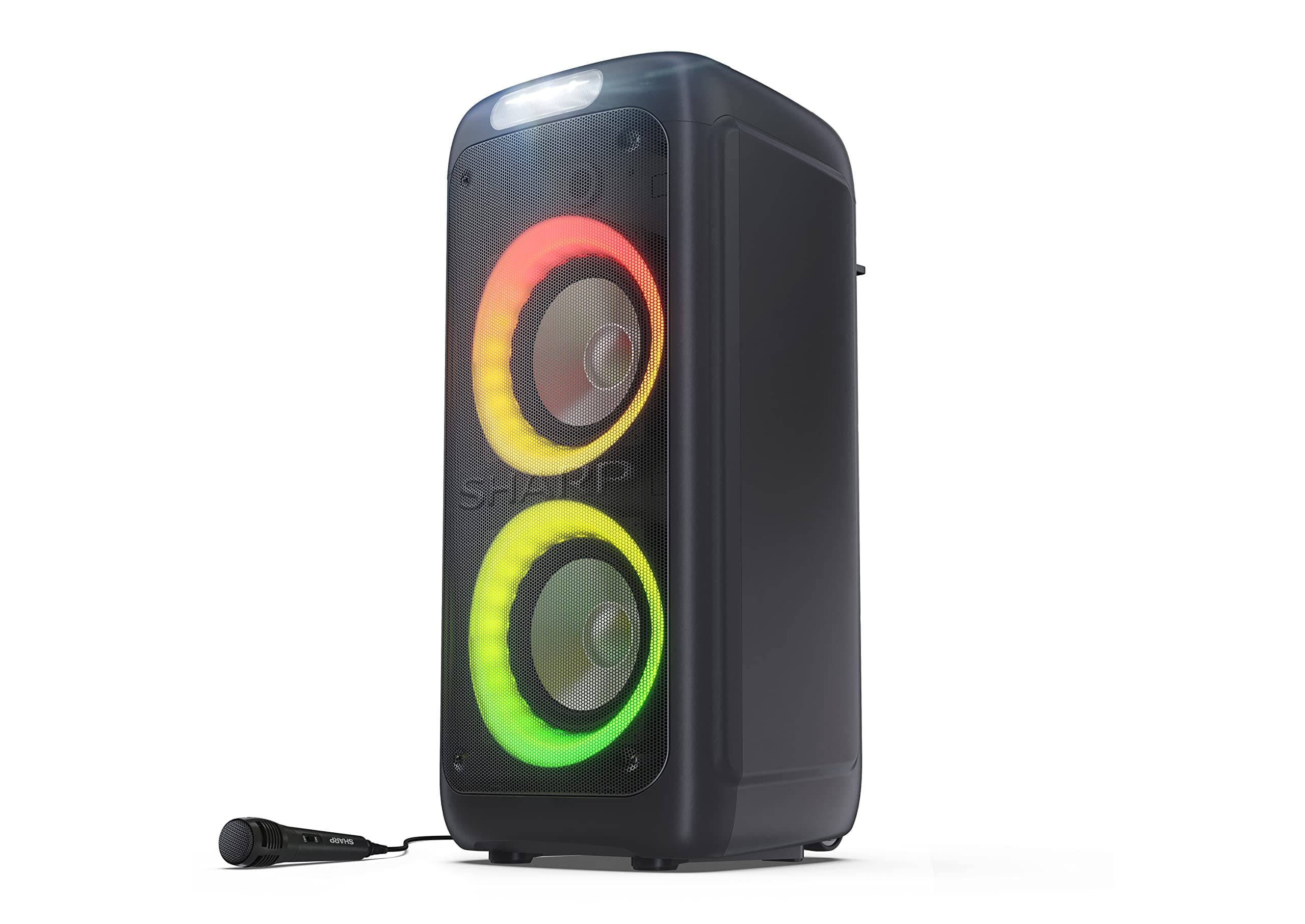 Sharp PS-949 Altavoz de Fiesta Bluetooth 200 W, XParty Street Beat | 12 horas de reproducción, IPX4, luces LED, 6 efectos DJ, Super Bass, USB, entradas de micrófono y guitarra y modo TWS.