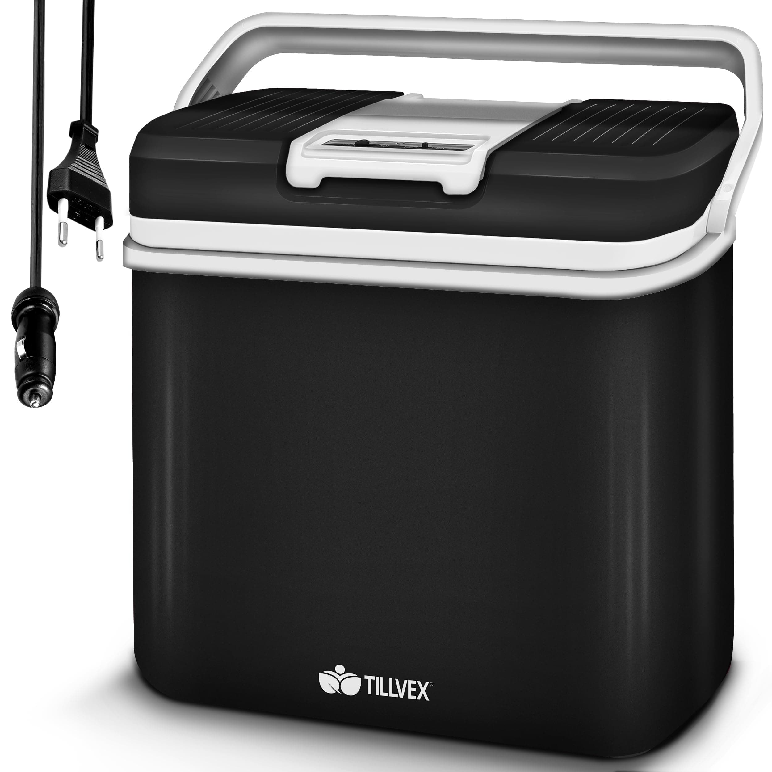 tillvex Nevera portátil eléctrica de 24 litros | Mini Nevera portátil de 230 V y 12 V para vehículos Coches Camping | Enfría y calienta | Modo ecológico
