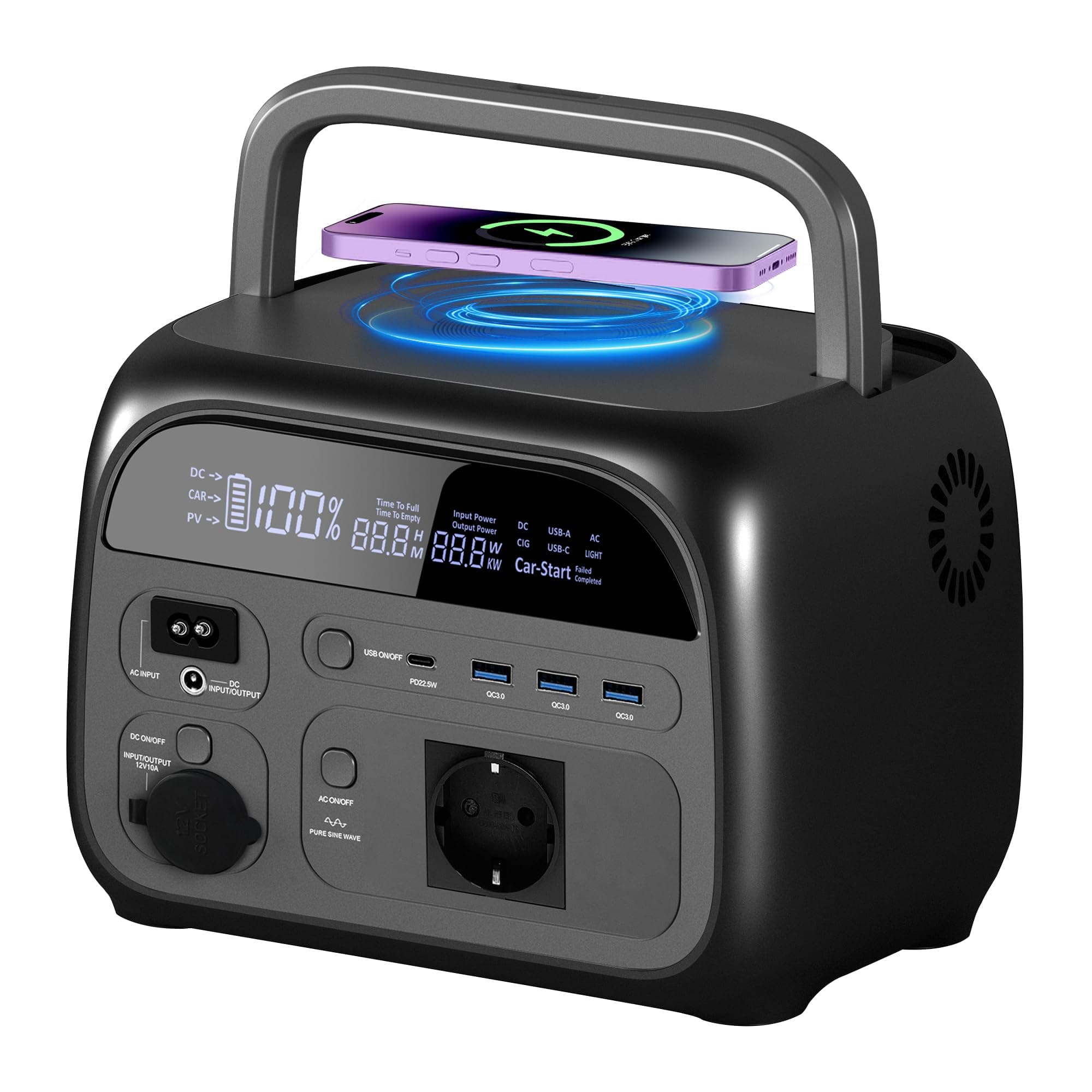 CTOLITY AP400 Générateur Électrique Portable, 345Wh Batterie LiFePO4 Station électrique, charge rapide en prise UE 2,5 H 220 V, prises CA 500 W Groupe Electrogene Solaire pour Camping, Voyage Maison