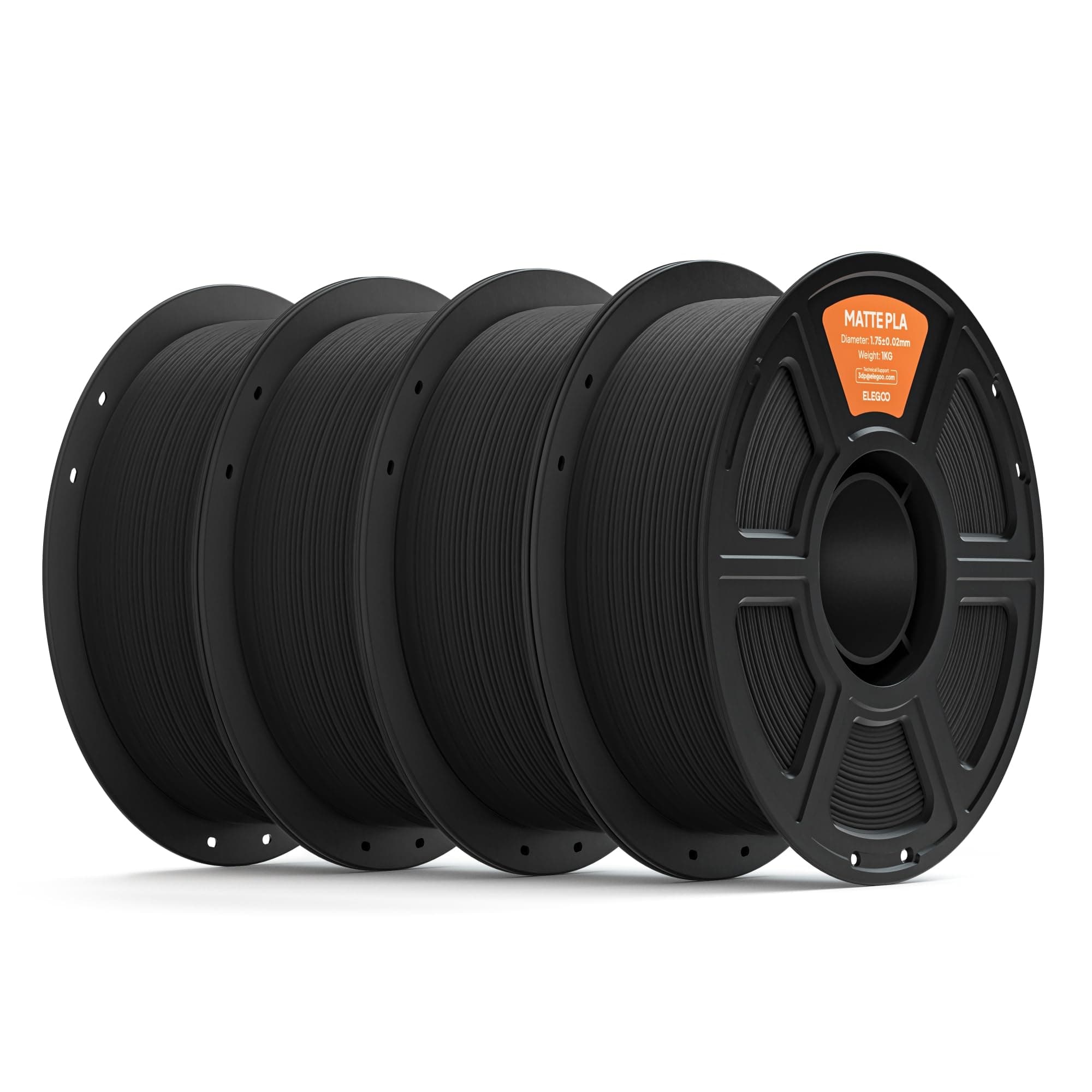 ELEGOO Filament PLA Matte Noir 4KG 1,75 mm Filament PLA 3D Haute Précision, Bobine 1 kg (2,2 lbs) Compatible avec la Plupart des Imprimantes FDM