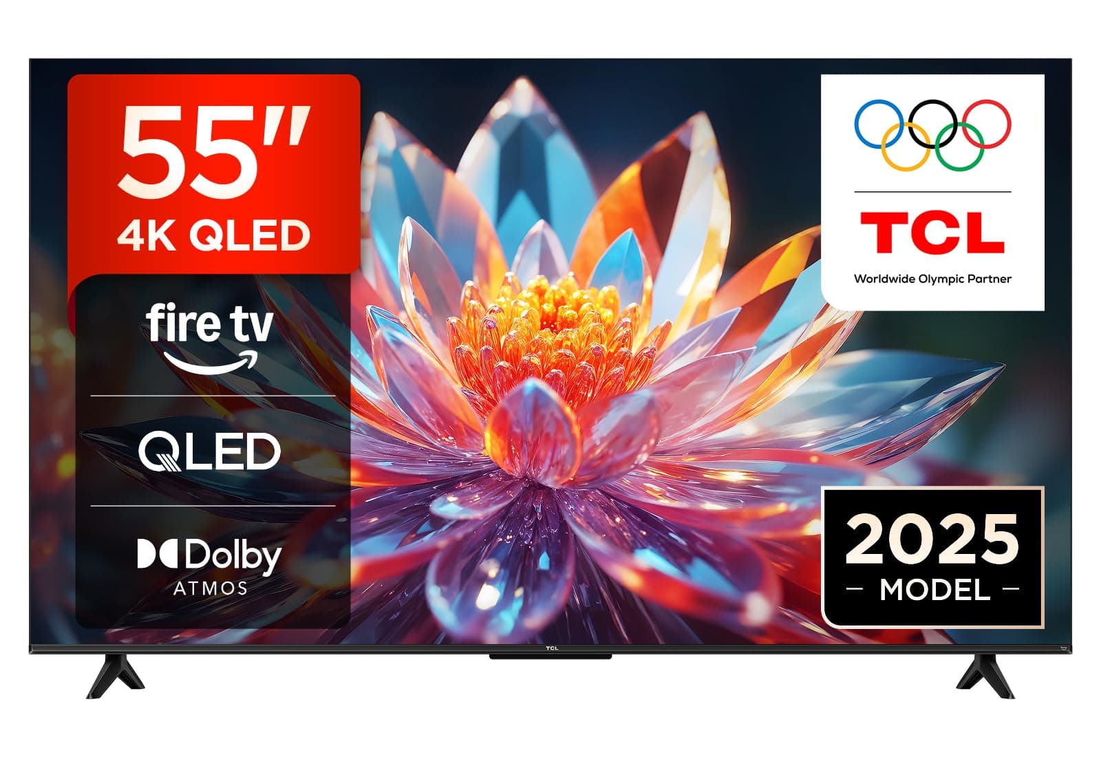 TCL 55T6C 55 Zoll QLED Fernseher, 4K UHD Fire TV, HDR10+, Dolby Vision & Atmos, Smart TV mit Sprachsteuerung mit Alexa, Google Cast & AirPlay 2