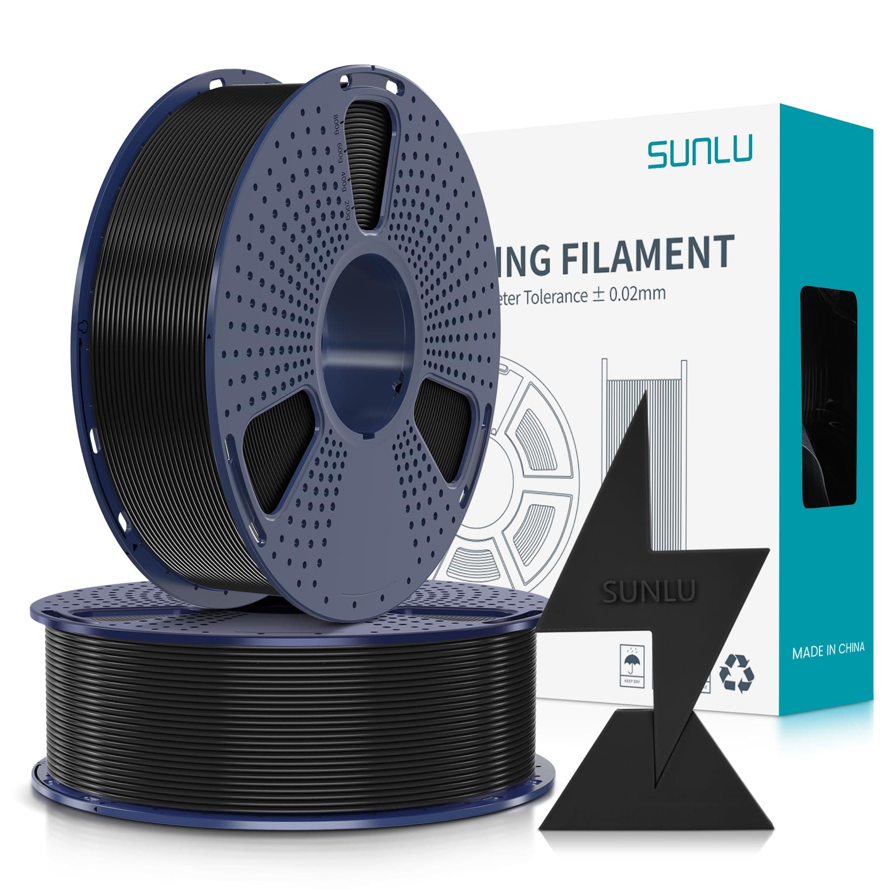 SUNLU Alta Velocidad Filamento PLA 1.75mm, Filamento PLA de Alta Fluidez para Impresoras 3D Rápidas, Diseñado para Impresiones Rápidas, Tolerancia de Diámetro ±0.02mm, HS-PLA Filament, 2KG Negro+negro