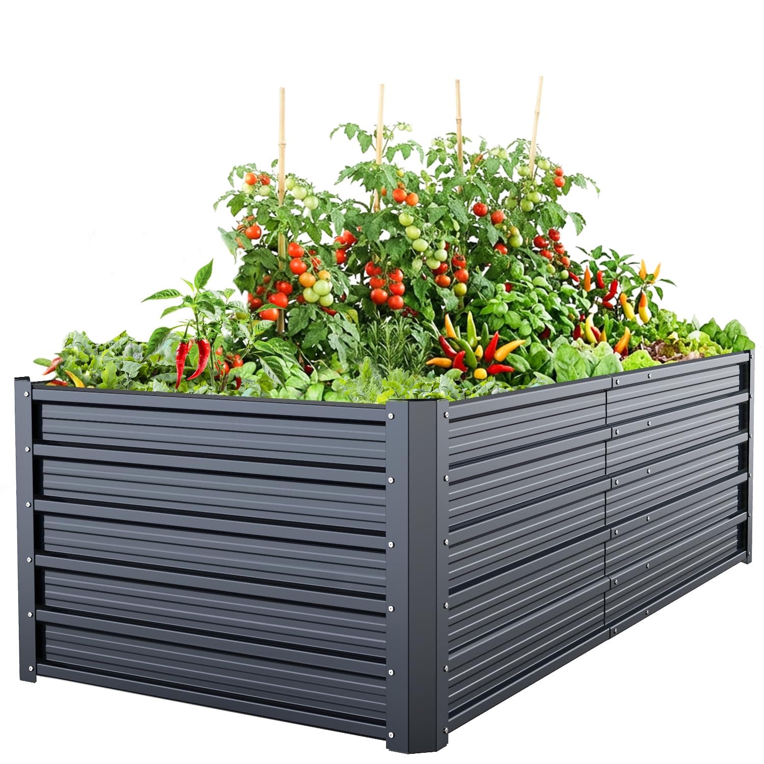 Ohuhu Metall Hochbeet Pflanzenbeet 180x90x60 cm, Hochbeete für Garten aus Robustes Stahlblech, Rostgeschützt & Stabil, Ideal für Garten Gemüse Kräuter Blumen Anthrazit