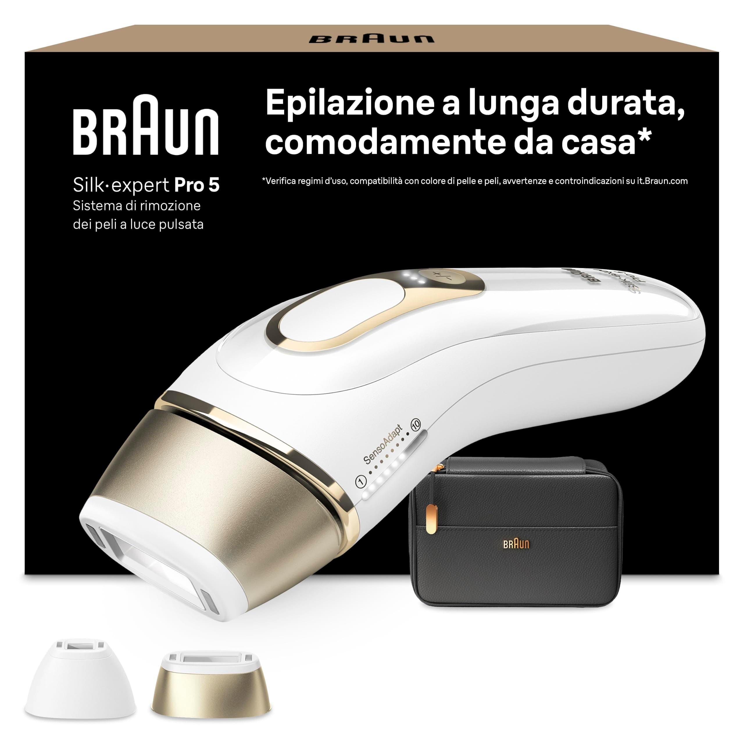 Braun Silk·expert Pro 5 Epilatore Luce Pulsata, Depilatore Corpo Donna, Alternativa All’Epilazione Laser, Laser Peli Donna, Con Custodia, 2 Testine, Luce Pulsata Braun, Idea Regalo, PL5140