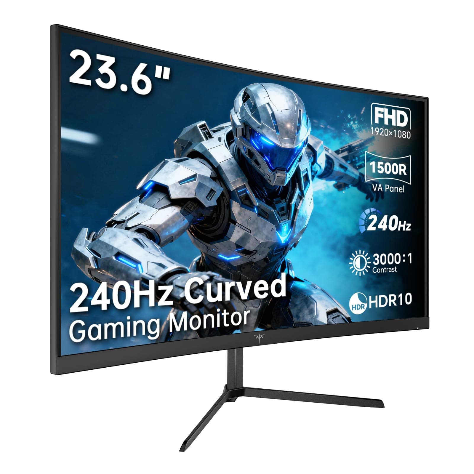 KTC Monitor Gaming Curvo 24 Pulgadas, Full HD 240Hz, Pantalla VA Curva R1500, Contraste 3000:1, FreeSync, Luz Azul Baja, VESA 100x100, Monitor PC 1080p