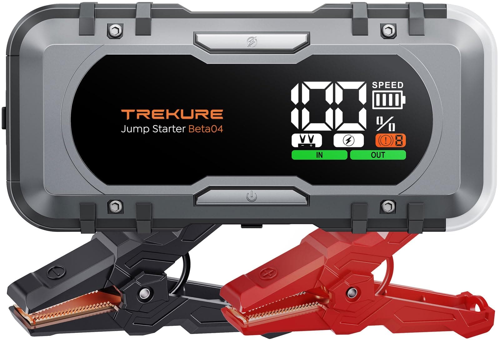 TREKURE Arrancador de Baterias de Coche 27000mAh 6000A (All Gas o 12L Diesel), 12V Arrancador de Baterias, Carga Rápida Bidireccional de 65W, Linterna LED de 600 Lúmenes, Pantalla Extra Grande
