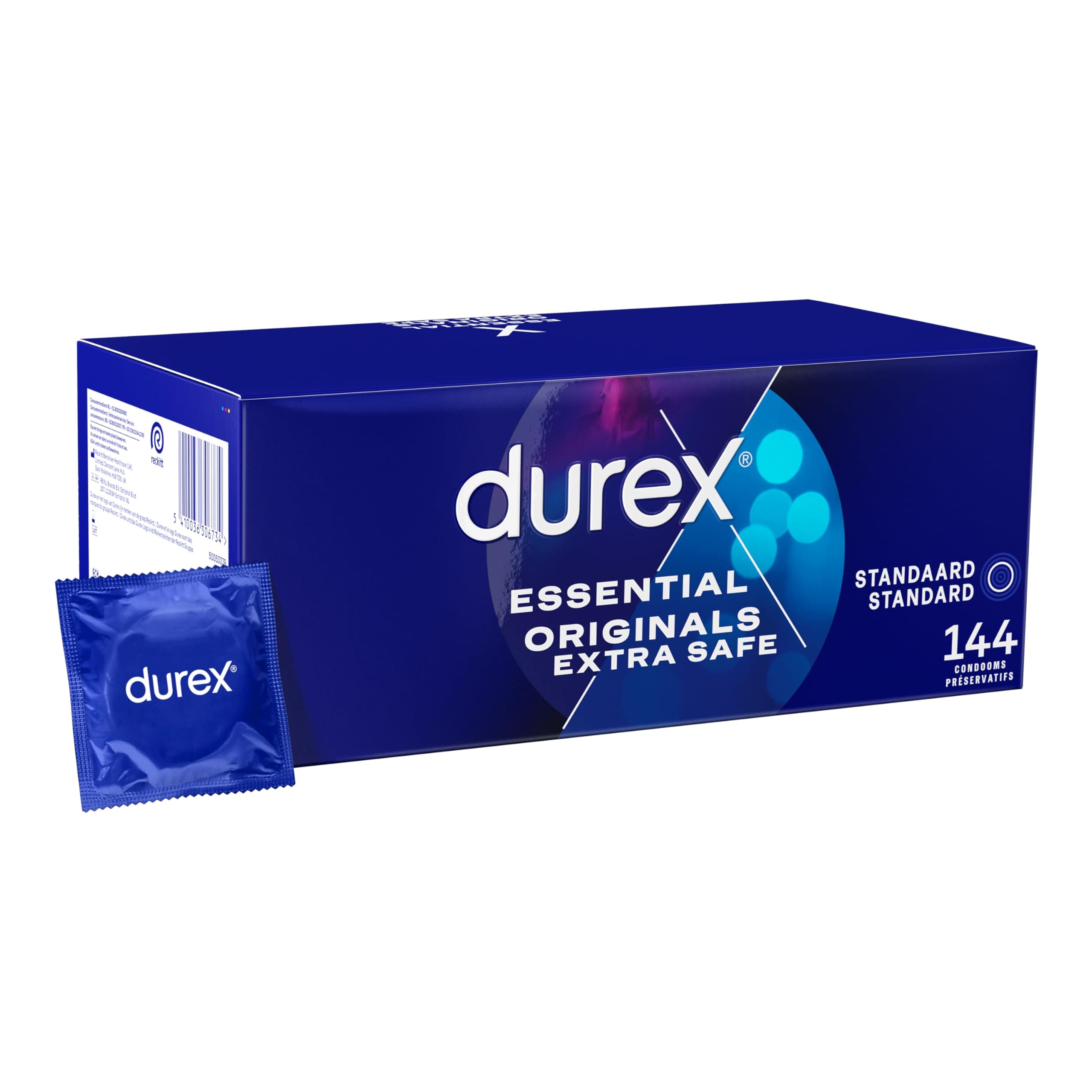 Durex Essential - 144 Préservatifs Extra Lubrifiés - Confort et Sécurité