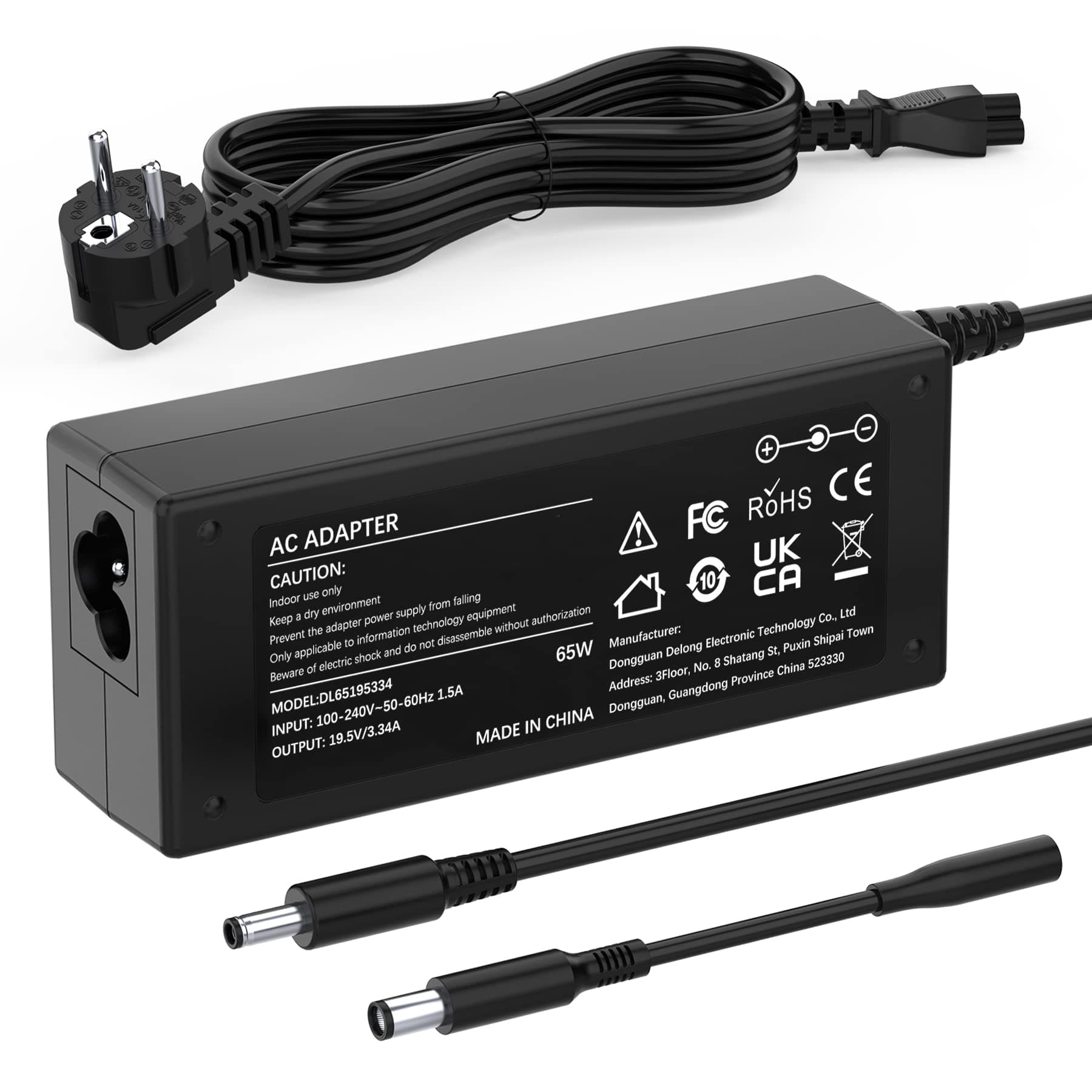 65W Chargeur Ordinateur Portable pour Dell Inspiron 11 13 14 15 17 3000 5000 7000 3593 3793 3505 3511 5559 5570 Latitude 3510 3410 3520 3420 Vostro 5590 HA65NS5-00 Alimentation 19,5V 3,34A Adaptateur