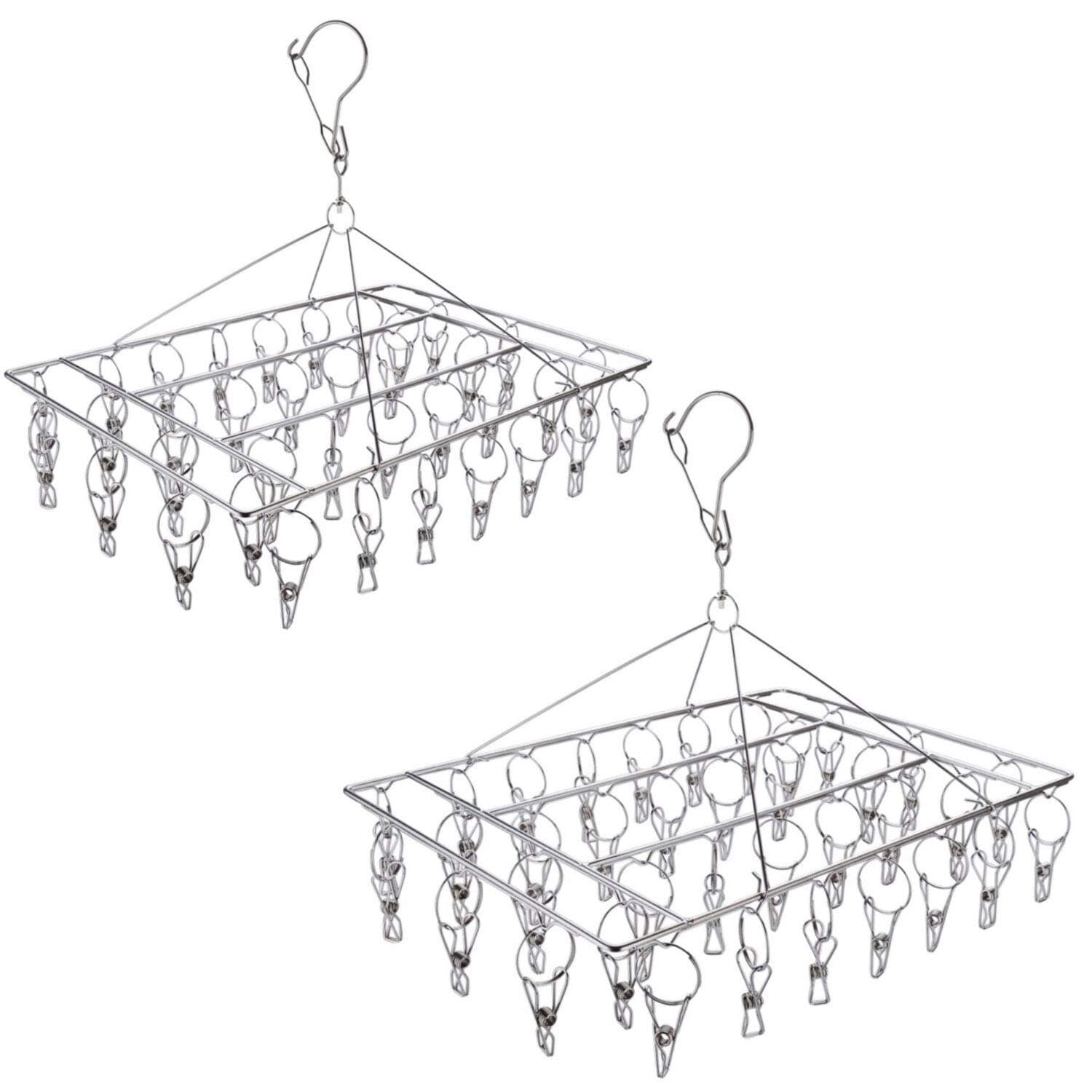 Acier Inoxydable Sock Séchage Rack, Acier Inoxydable, 2 Pcs Hangers, 36 Pegs