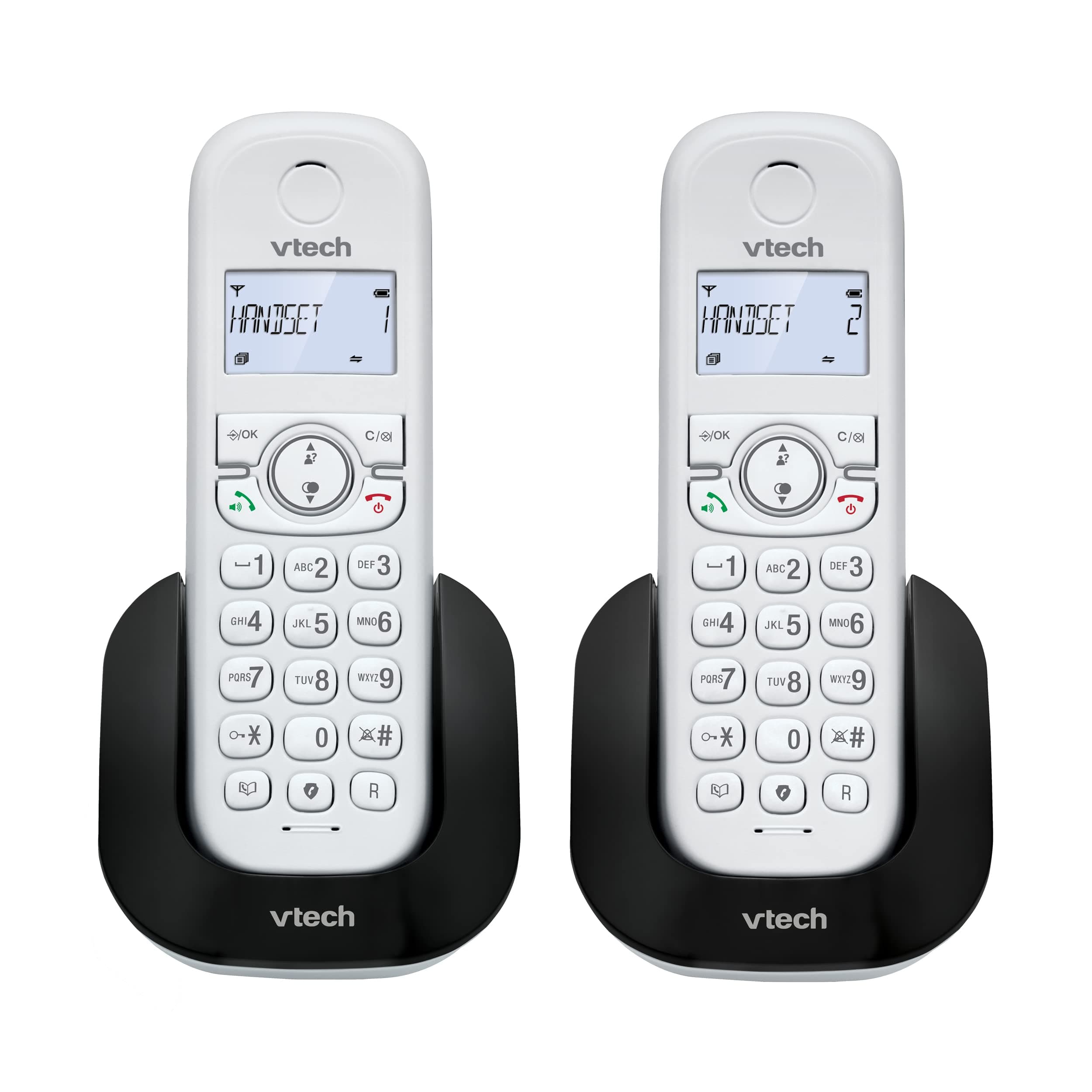 VTech CS1501 Téléphone sans Fil DECT à Deux combinés avec Blocage d'appel, Identification de l'appelant/Appel en Attente, Haut-Parleur Mains Libres, écran et Clavier rétroéclairés
