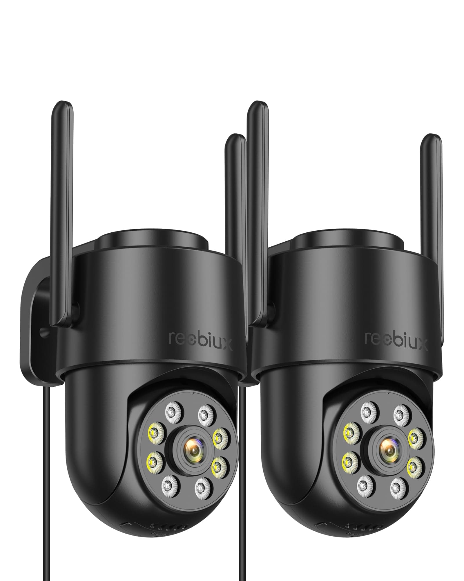 Reobiux Camara Vigilancia WiFi Exterior/Interior,Camaras Vigilancia Domicilio WiFi,2.4G,PTZ 360,Visión Nocturna Color,Audio Bidireccional,Detección Humana,Alarma,3m Cable,IP66