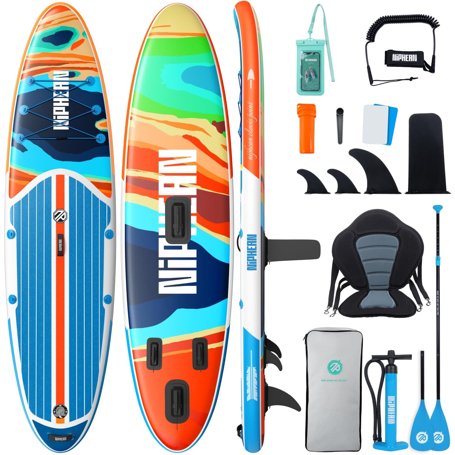 Niphean Tavola SUP Gonfiabile 320cm/230cm con Accessori SUP Stabile | Tavola SUP Rigida Portata 200kg, Antiscivolo con Kit Riparazione, per Adulti, Principianti, Uomini, Donne e Yoga