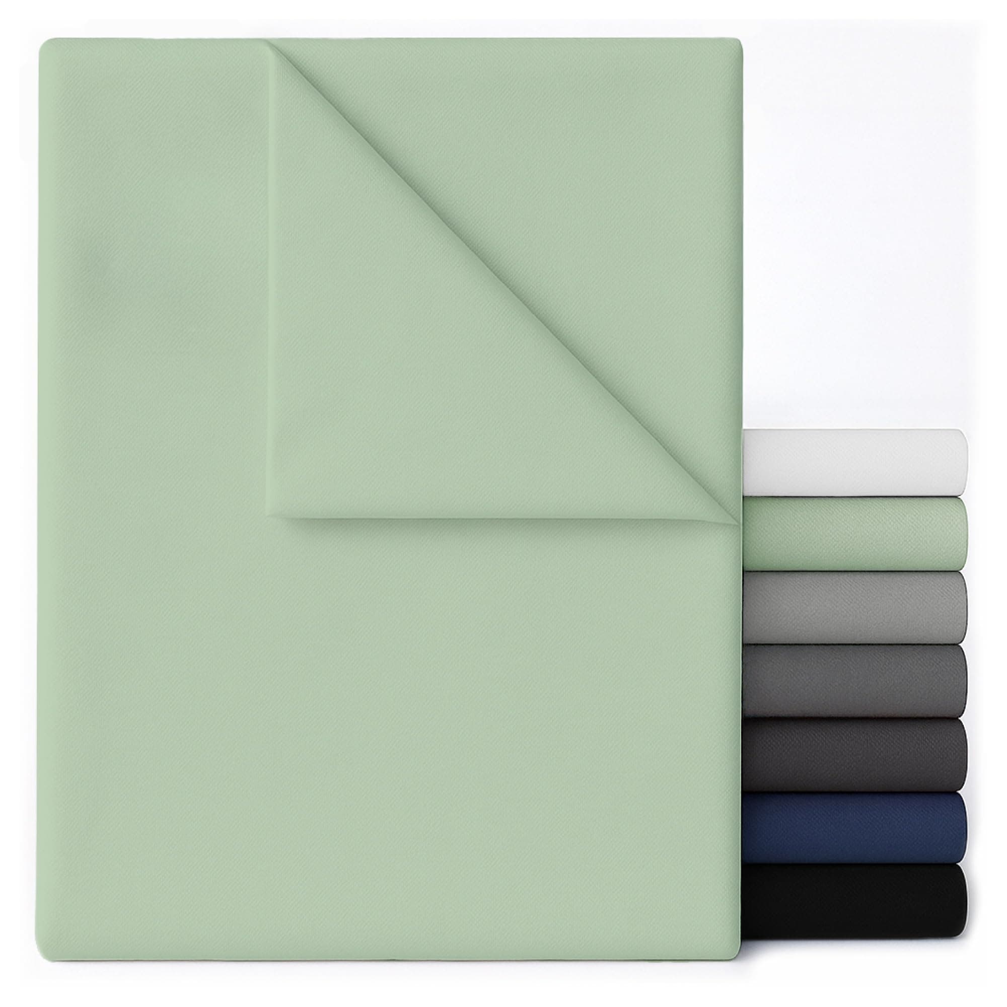 Dreamzie Drap Plat sans élastique - 240x280 Vert Clair - Microfibre Brossée Ultra Doux pour lit Double 160x200 - Certifié Oeko-Tex