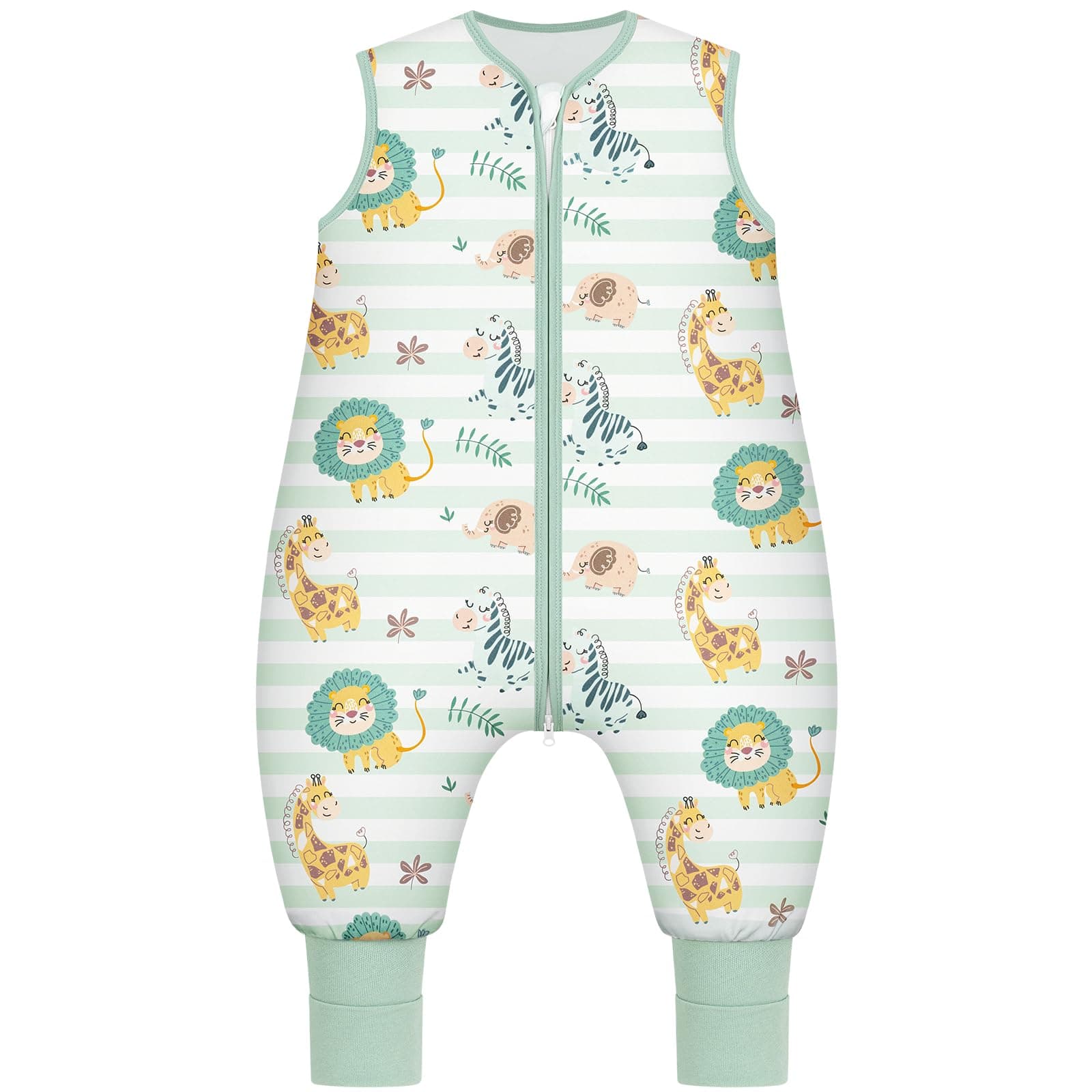Yukkidds Gigoteuse à Pied Hiver Bébé Tog 2.5, Turbulette Coton 18-36 Mois | Doux, Chaud et Respirant, Gigoteuse avec Jambes, Pour Nouveau-nés Tout-petits Garçon Fille, Zèbre Vert