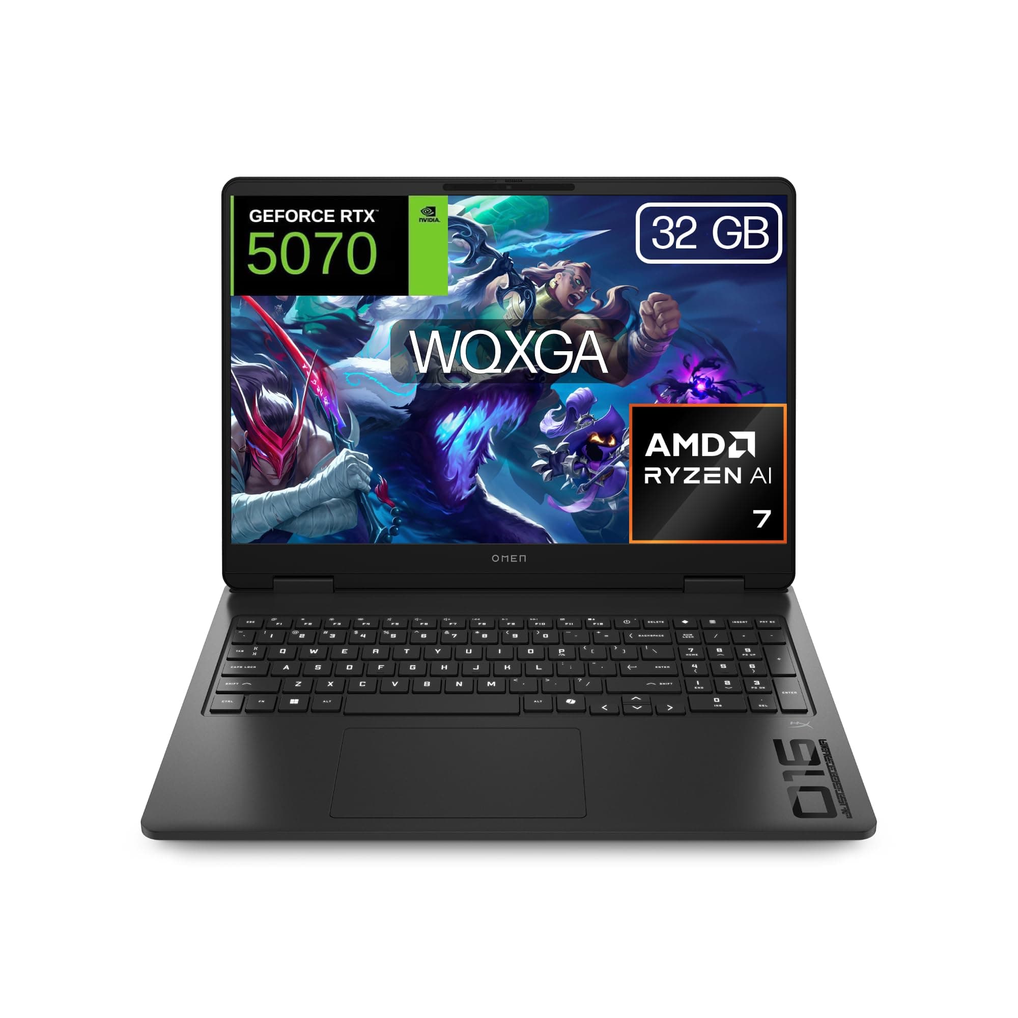 HP OMEN 16-ap0037ns, Ordenador portátil Gaming 16" 2.5K WQXGA (AMD Ryzen AI 7 350, 32GB RAM, 1TB SSD, NVIDIA GeForce RTX 5070, FreeDos) Negro - Teclado QWERTY Español
