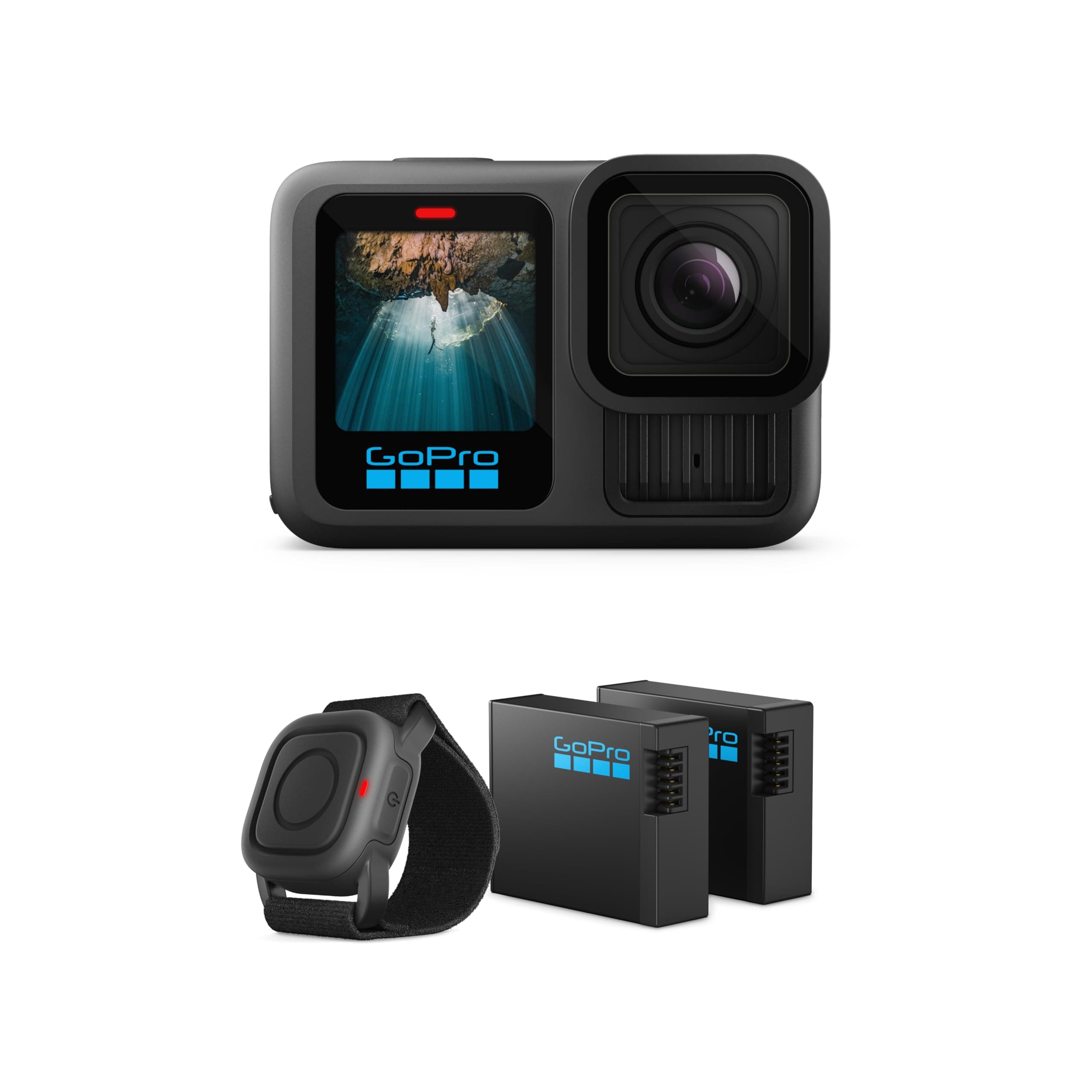 GoPro Pack d'action HERO13 Black (Exclusivité Amazon) - Comprend 2 Batteries Enduro et Une télécommande étanche