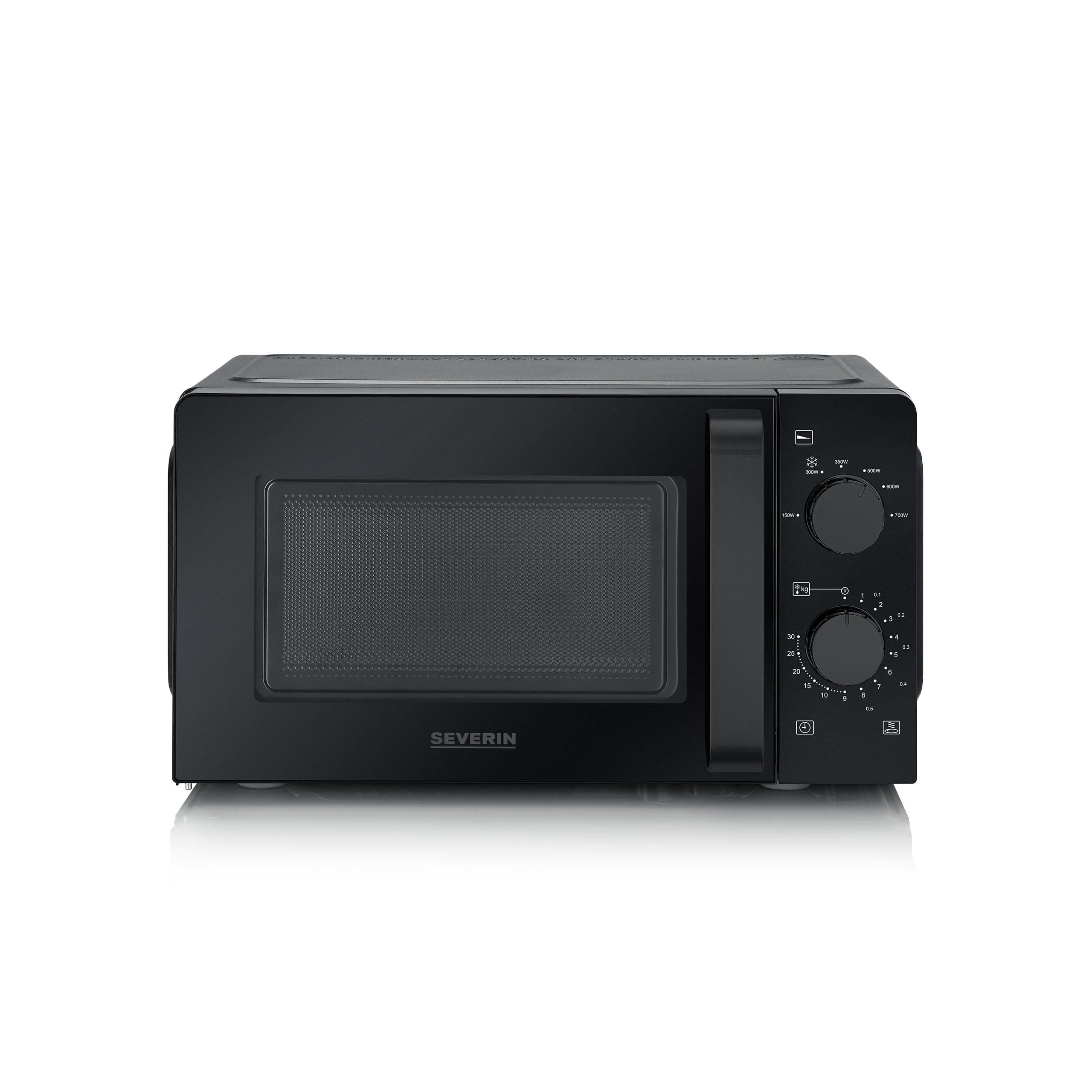 SEVERIN Four à micro-ondes 19 L, Four micro-onde 700 W pour décongeler, chauffer et réchauffer, Micro-onde avec 6 niveaux de puissance, Minuteur 30 min, Plateau tournant (Ø 24,5 cm), Noir, MW 9180