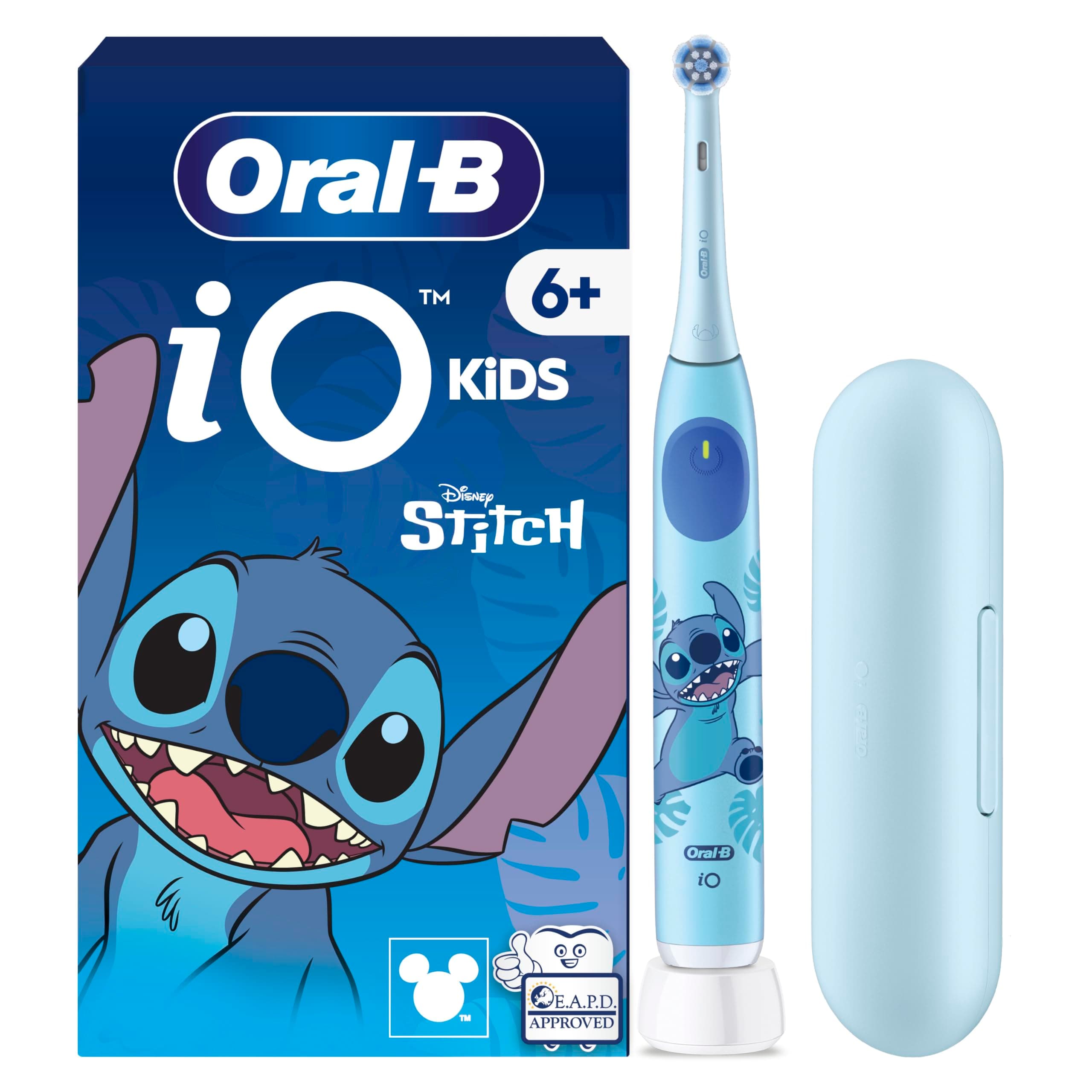 Oral-B Brosse A Dents Electrique Enfant Disney Stitch, Brosse Kids Dotée De La Technologie iO, 3 Modes De Brossage Dont Douceur Pour Protéger Les Gencives, Brossette Oral B De Rechange, Etui De Voyage