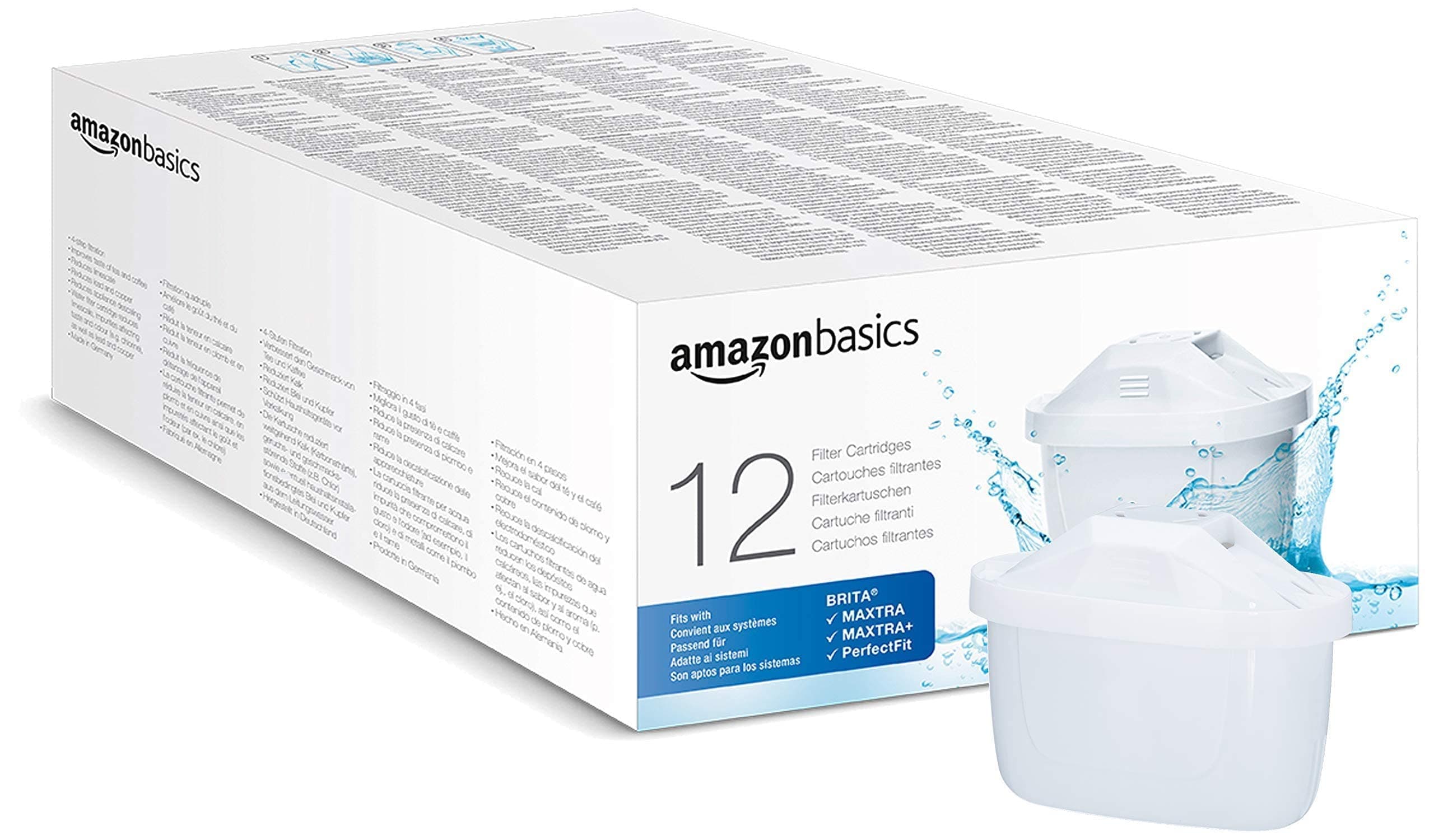 Amazon Basics Pack de 12 Cartouches filtrantes, compatibles avec Toutes Les carafes filtrantes Actuelles BRITA