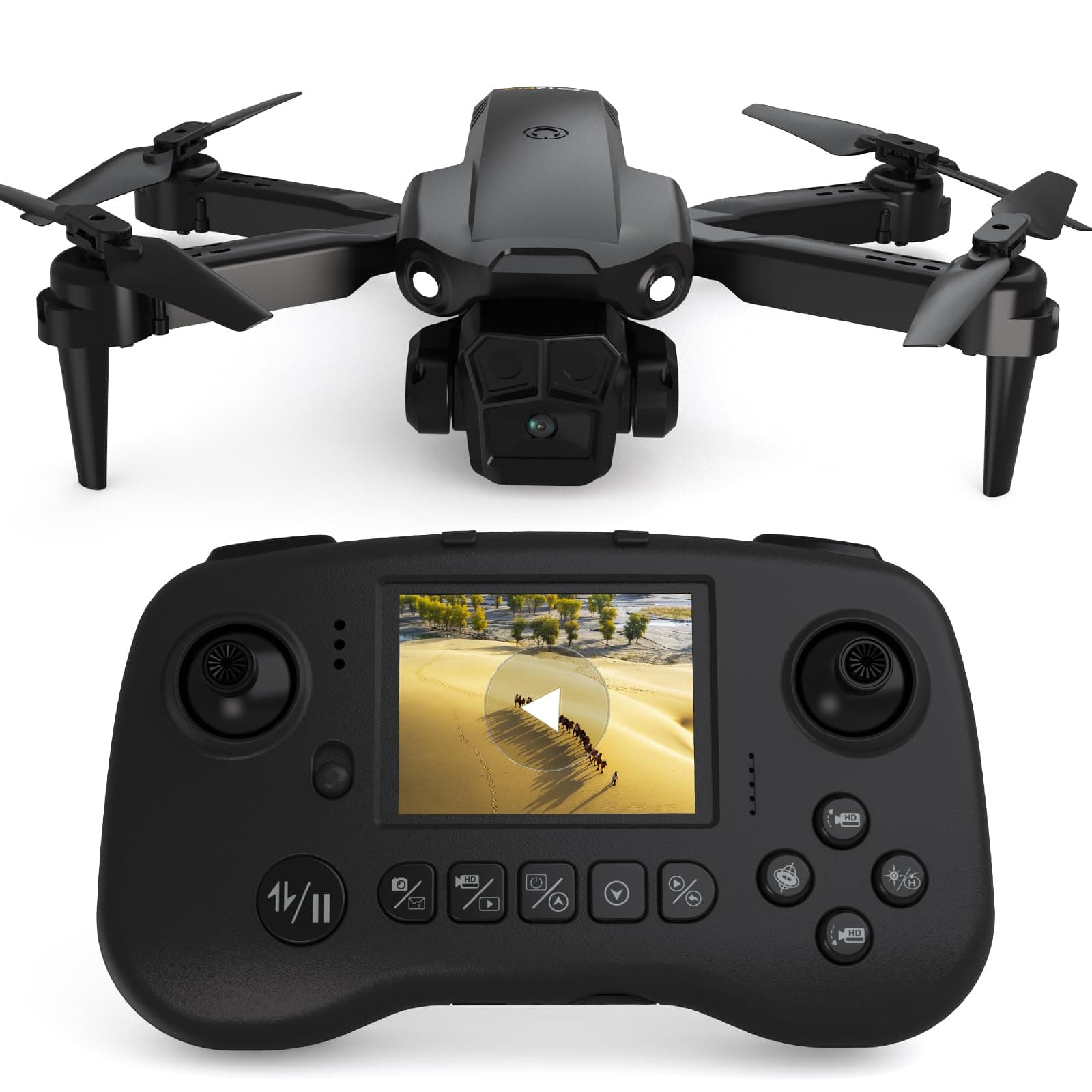 Dron con cámara 1080P para adultos, Dron con mando a distancia con pantalla | TD12Pro Mini dron con mando distancia con pantalla, Cuadricóptero RC plegable, Dron para niños adultos principiantes, Regalo