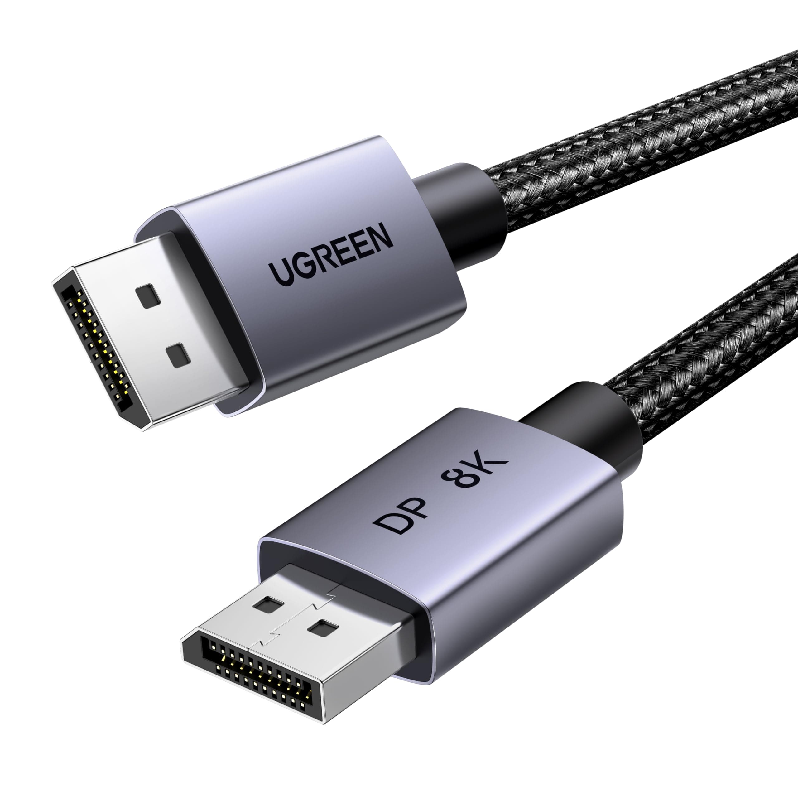 UGREEN 8K Displayport Kabel 1.4 8K 60Hz 4K 240Hz, VESA-Zertifiziert, Aluminium DP kabel 32.4Gbps Kompatibel mit HDR, FreeSync, G-Sync, DSC 1.2, HDCP 2.2 für PC, HDTV, Monitor, Grafikkarte(2M)