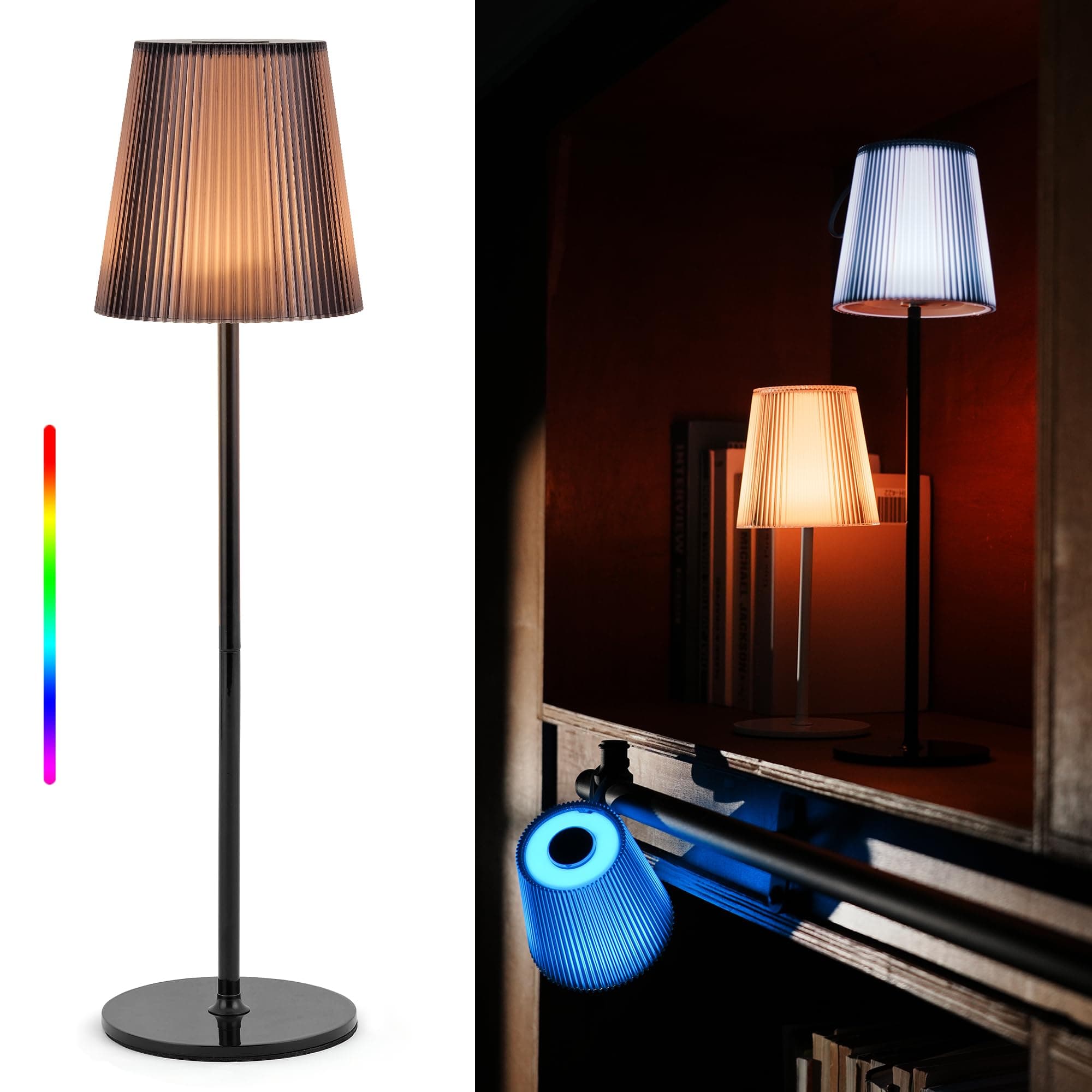 LuminexDesigns Lampada da Tavolo Senza Fili LED Dimmerabile, Lampada Ricaricabile con Testa Magnetica, 3000K & RGB, IP54 per Casa, Ristorante, Terrazza