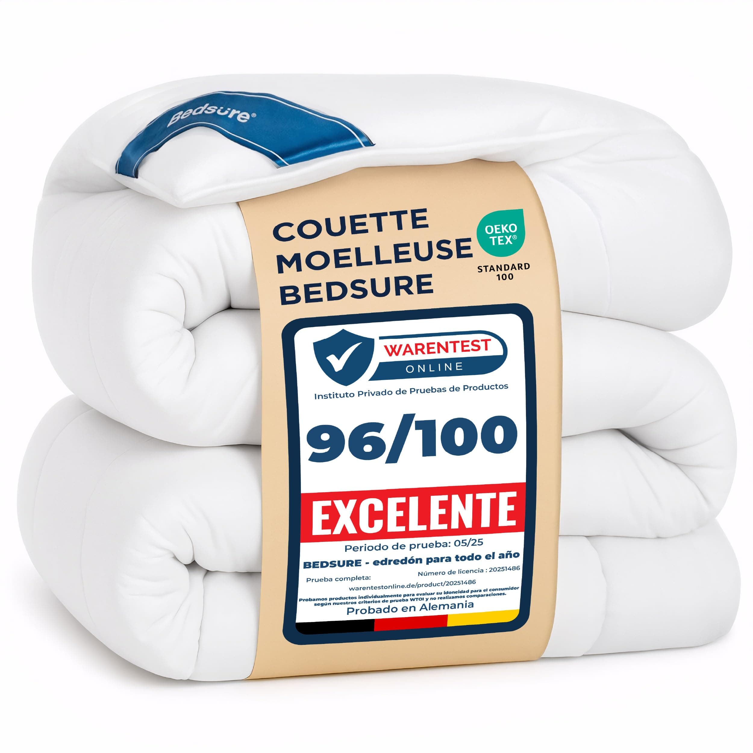 Bedsure Couette 260x240 4 Saisons - Couette sans Housse 300g/m² | OEKO-TEX, Hypoallergénique, Housse Microfibre Douce, Durable, sans Agglomération, Lavable en Machine, Blanc