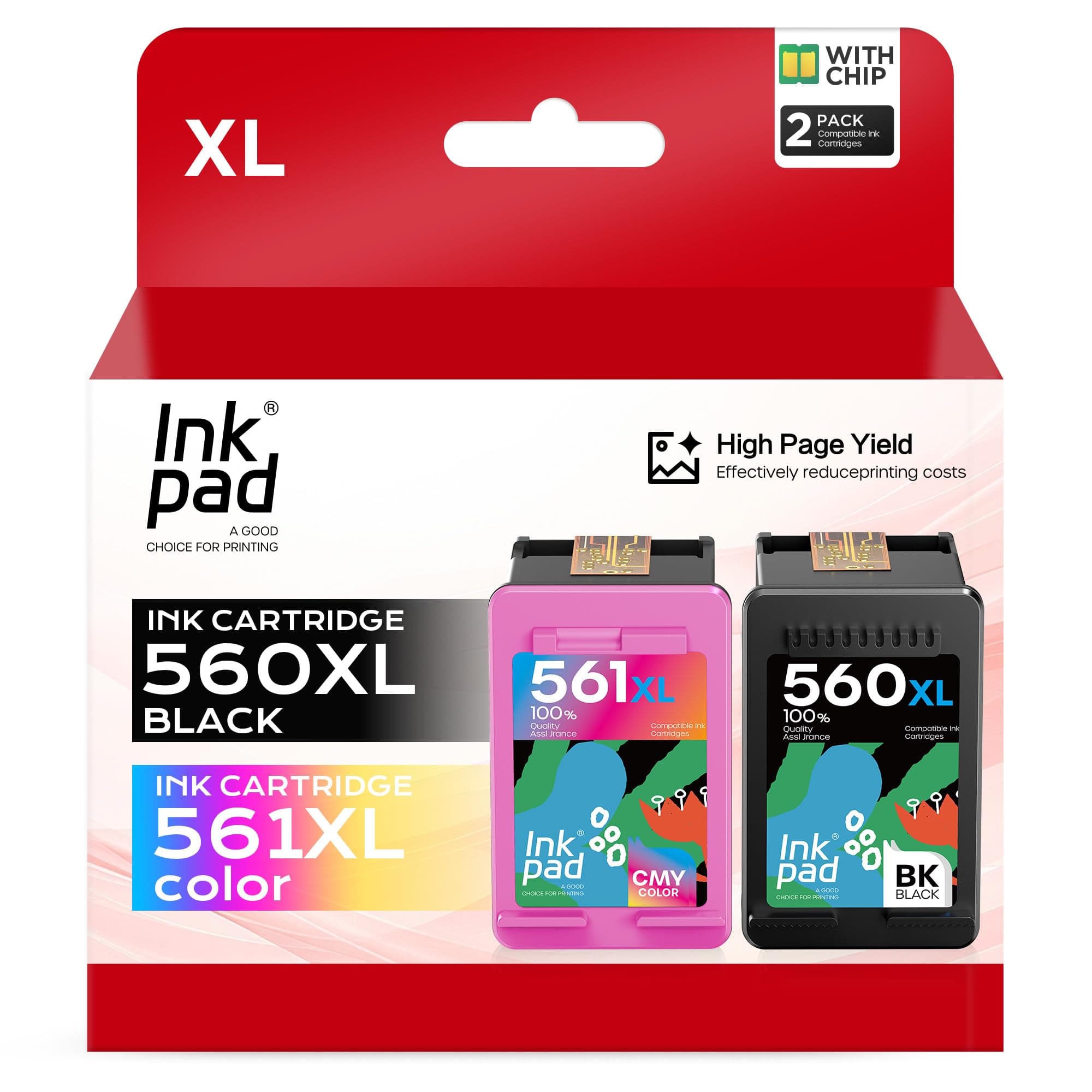 560 561 XL Cartouches pour Canon 560 561 XL PG-560XL CL-561XL Multipack | pour Canon PIXMA TS7450i TS5350i TS7451i TS5351i TS5350 TS5351 TS5352 TS5353 TS7450 TS7451 (1 Noir 1 Couleur)