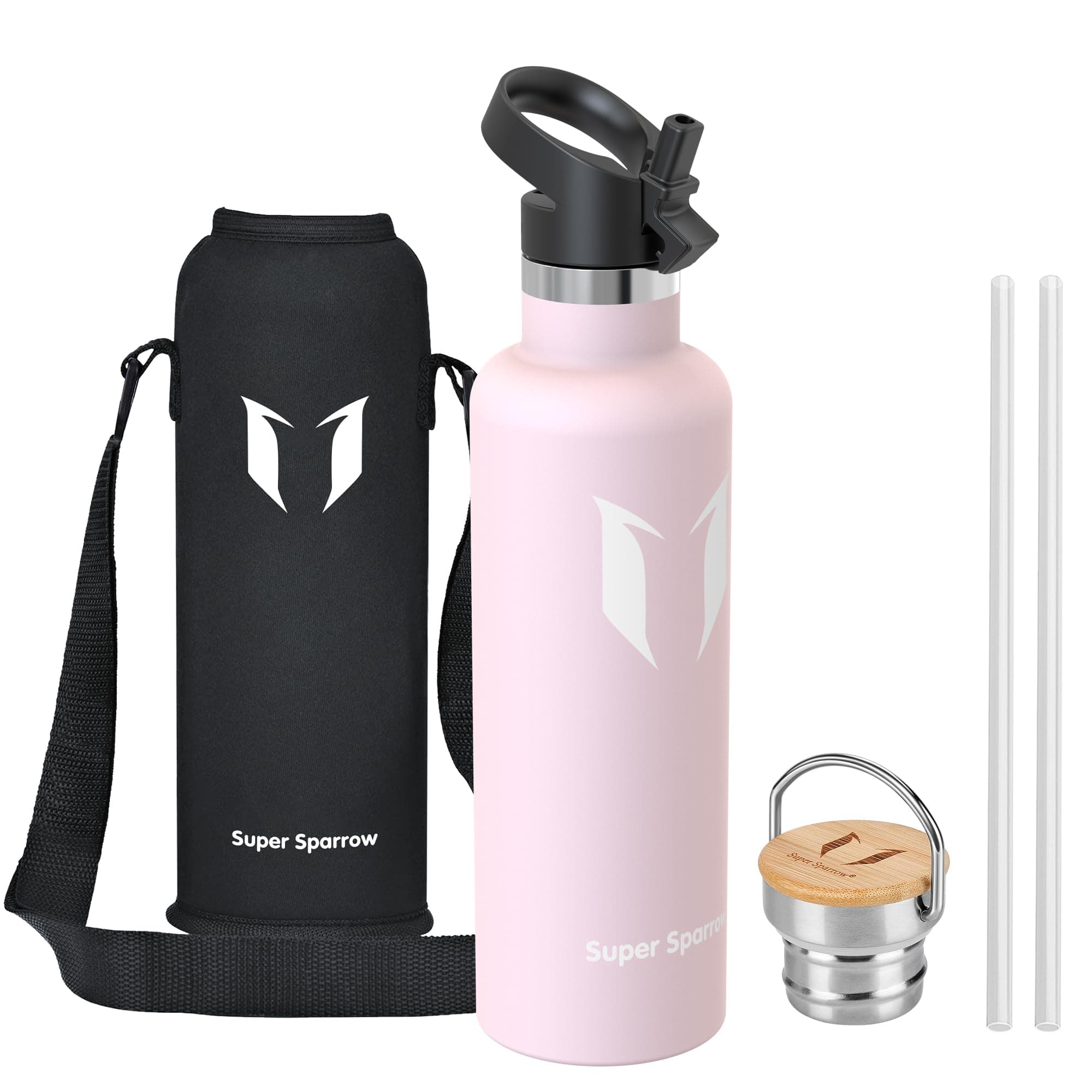 Super Sparrow Botella Agua Acero Inoxidable - Botella Agua Niños - 500ml/750ml/1L - Botella Termica Boca Estándar - Sin BPA, para Niños & Adultos, Deporte, Oficina, Yoga, Ciclismo