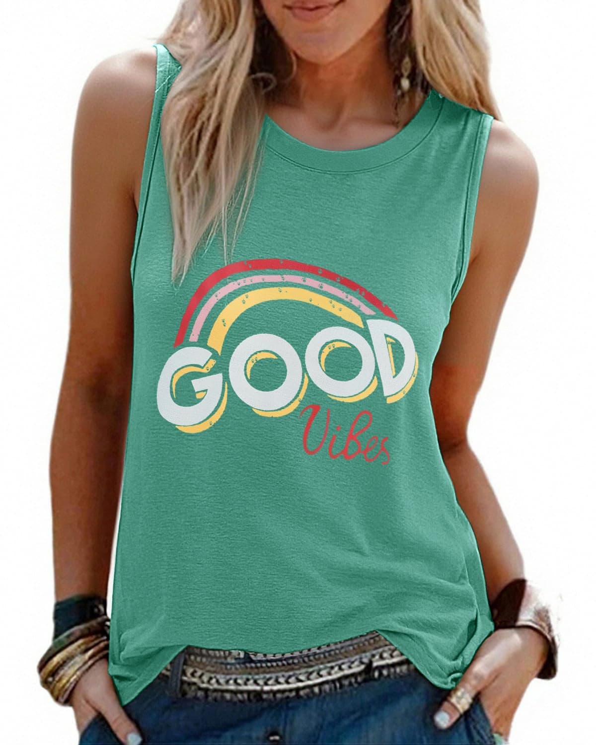 heekpek Camiseta Sin Mangas Mujer Estampada Camisetas Tirantes Casual Cuello Redondo Basica Tops Verano