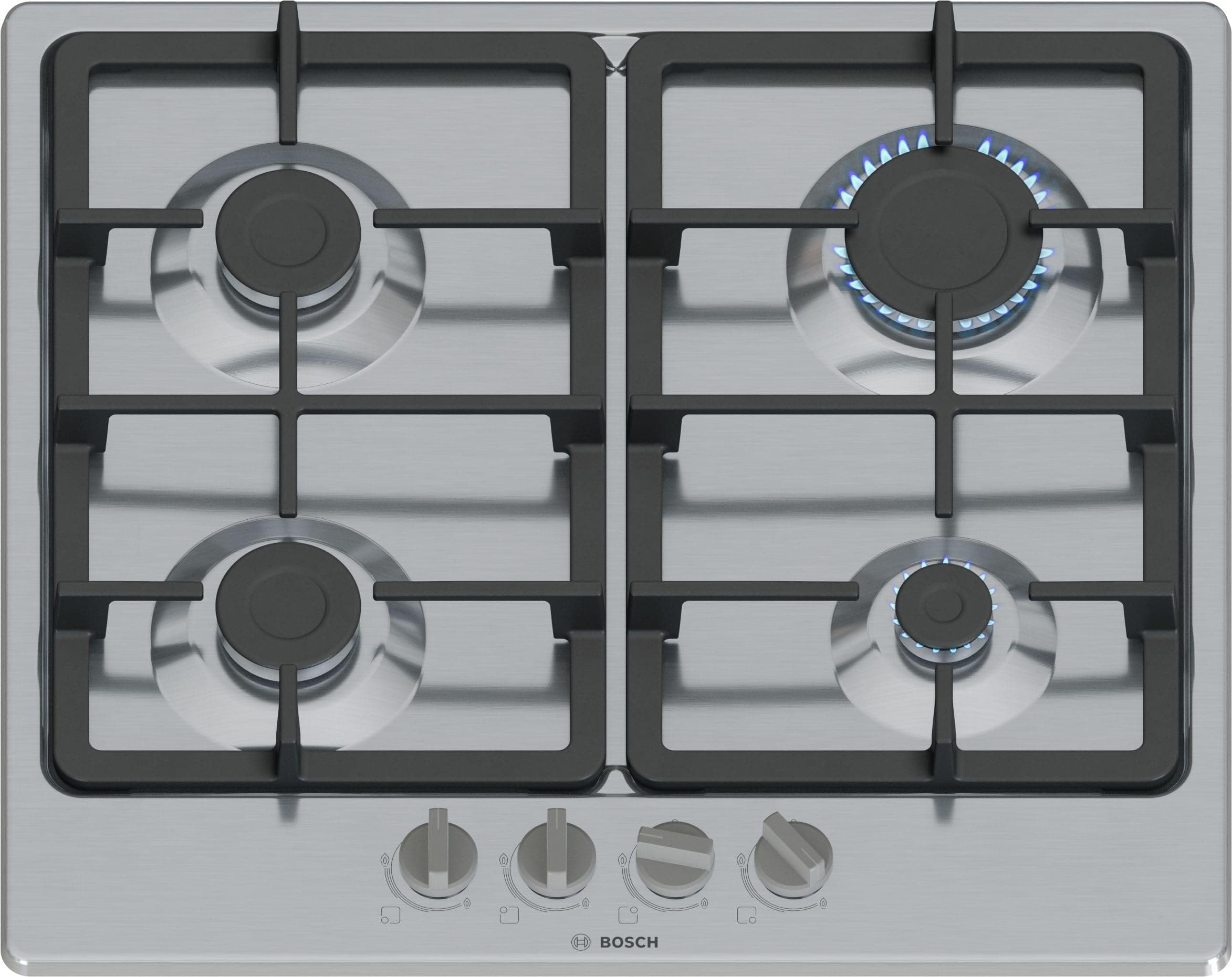 Bosch PGP6B5K90, Série 4, Plaque gaz, 4 feux, 60 cm, Inox