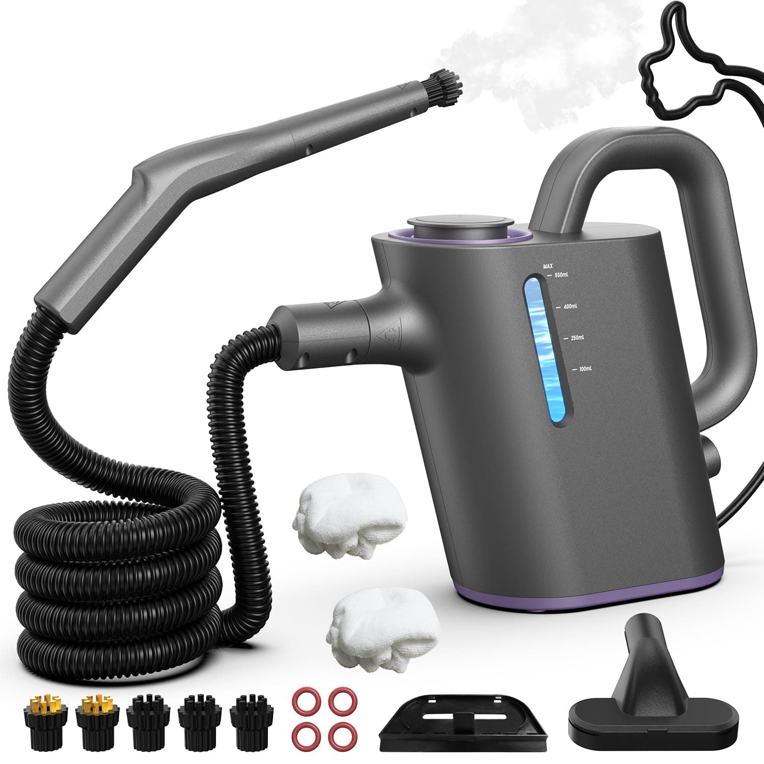 AbleMark Vaporeta Limpieza Hogar 550ML Depósito de Gran Capacidad, 15S Calentamiento Rápido Vaporeta de Mano Portátil 16 Accesorios, 1500W Alta Presión apto Muebles, Coches, Ventanas, Baños