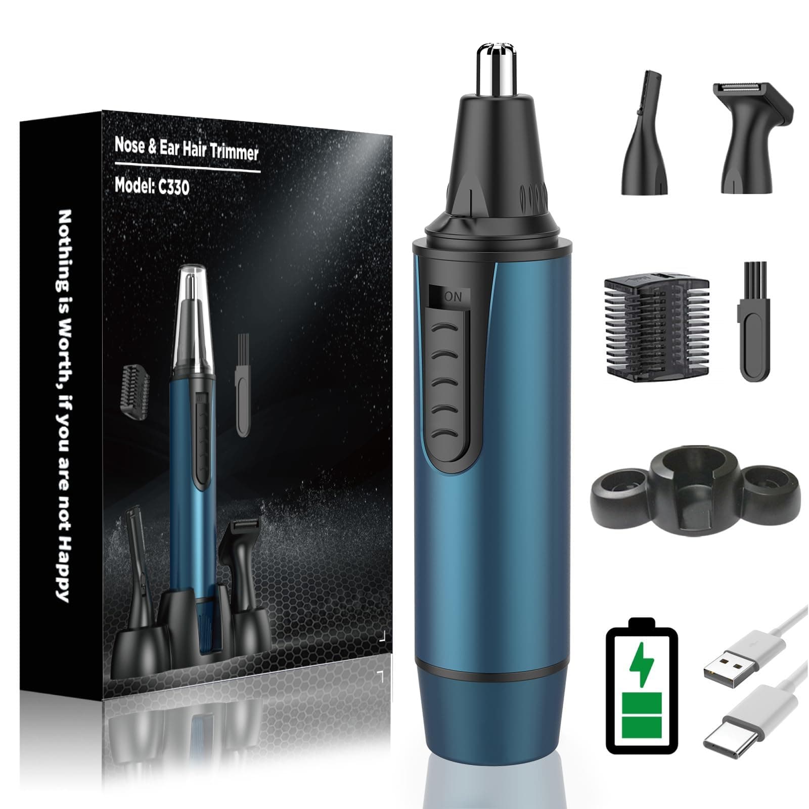 Cortapelos Nariz y Oreja, 3 en 1 Profesional - Recortador Pelos Nariz, Orejas, Cejas y Facial, Quita Pelos Indoloro, Resistente al Agua, USB Recargable, Para Hombre y Mujer