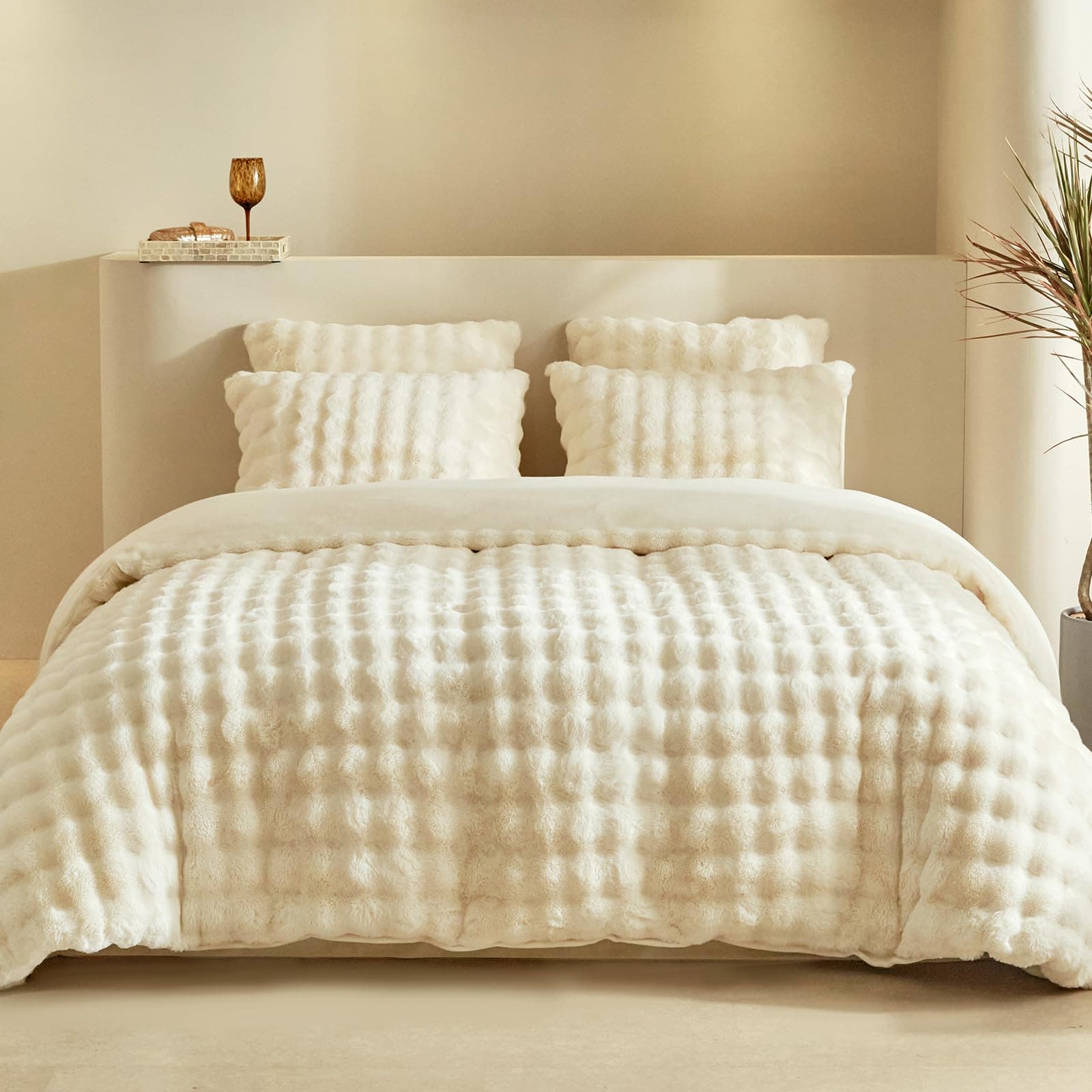Tokokimo Funda Nordica Franela Cama 135/150, Funda Nordica 220x240cm, Beige | Cálido Invierno Franela, 2 Fundas de Almohada 50x75, Reversible, Con Cremallera, 3 Piezas, Fibra de Poliéster Suave y Cómoda